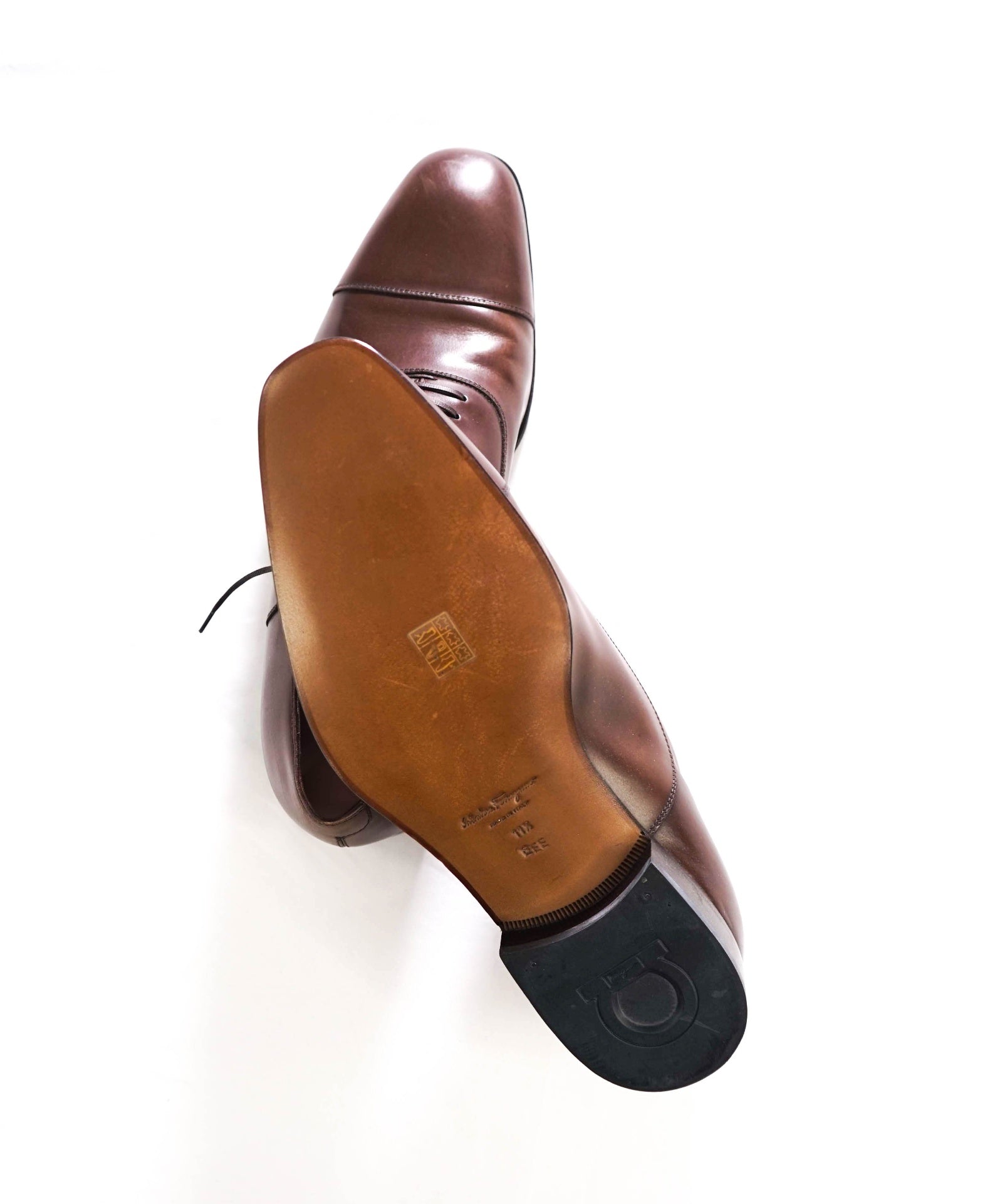 $1,090 FERRAGAMO - Brown Leather "GENOVA" Oxfords - 11.5 EEE