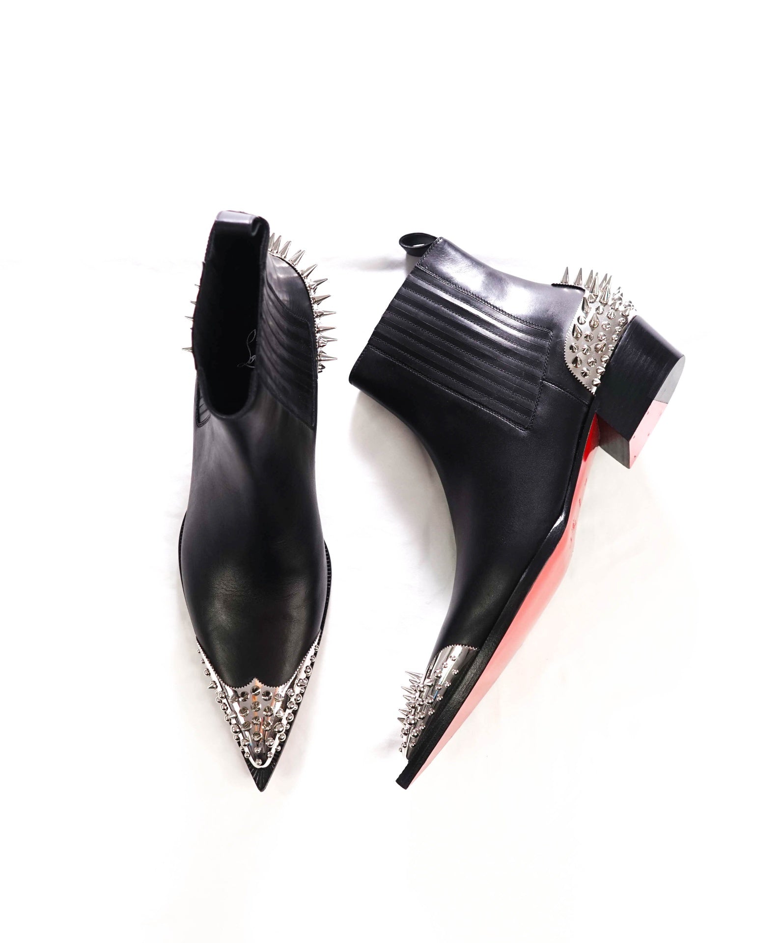 $2,995 LOUBOUTIN - Black "CHELVISS METEOR" Spiked Boots - US 10 (43EU)