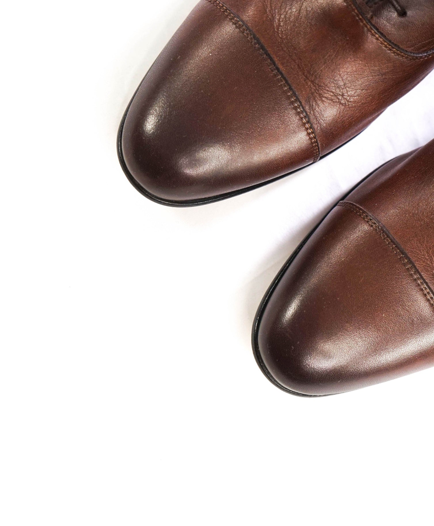 $795 SANTONI - Brown Leather Venetian Oxfords - US 10 (9UK)