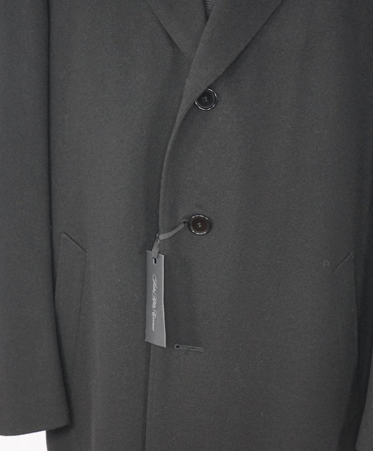 $3,550 CANALI - Solid Black Wool/Cashmere Overcoat - 46R