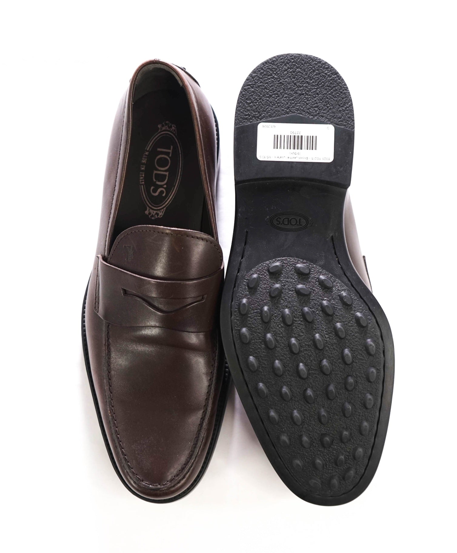 $925 TOD'S - Brown Leather Boston Penny Loafers - US 10.5 (9.5UK)