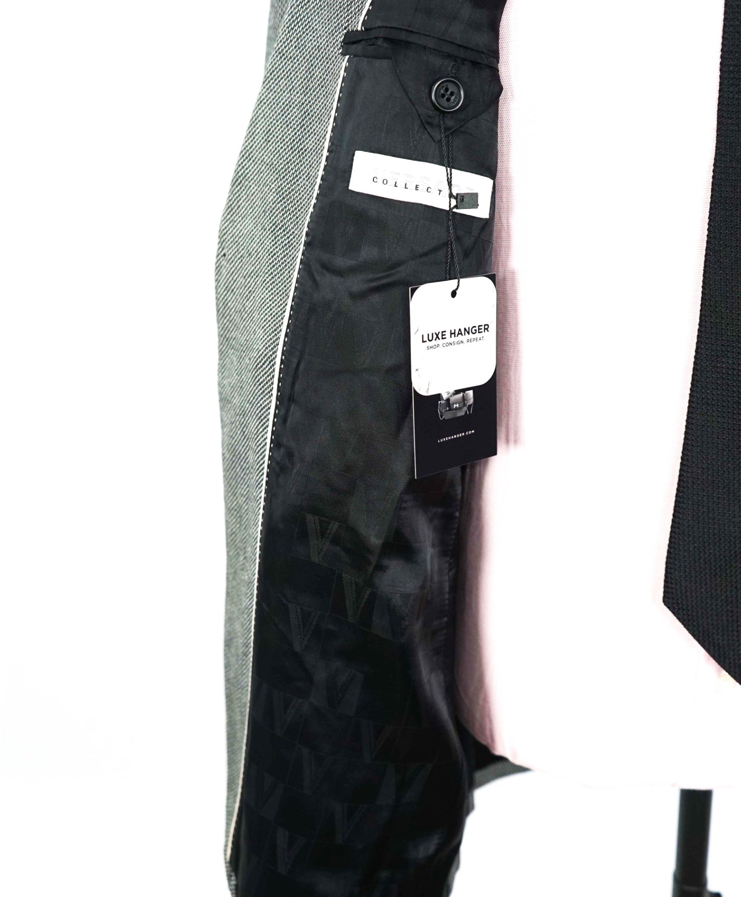 $695 VERSACE - Gray Sharkskin Bamboo Blazer - 42S