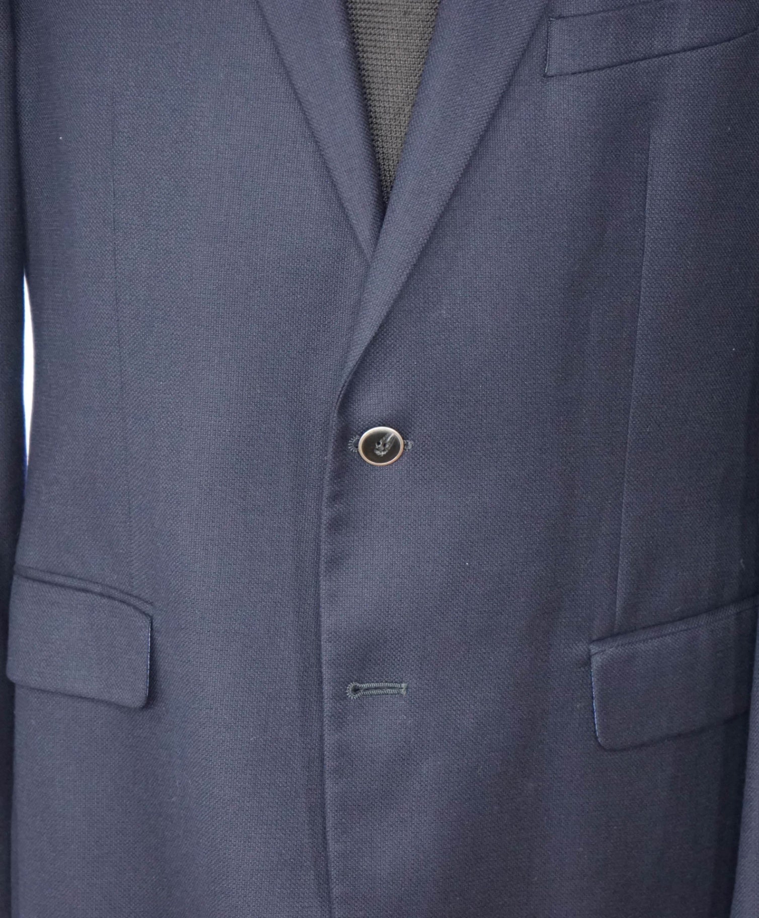 $798 LORO PIANA For SFA - Navy Blue Woven Wool Blazer - 42R