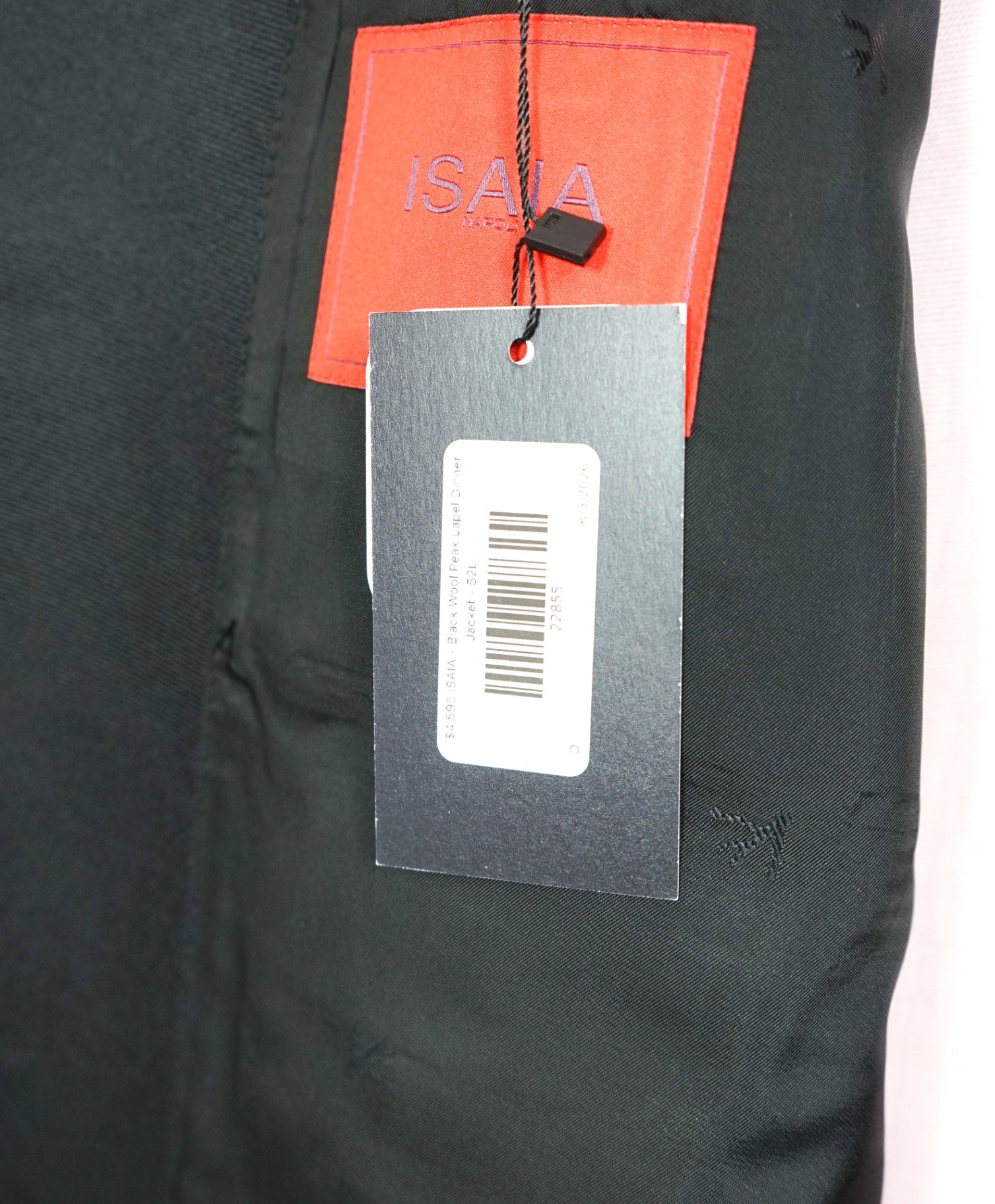 $4,595 ISAIA - Black Wool Peak Lapel Dinner Jacket - 52L