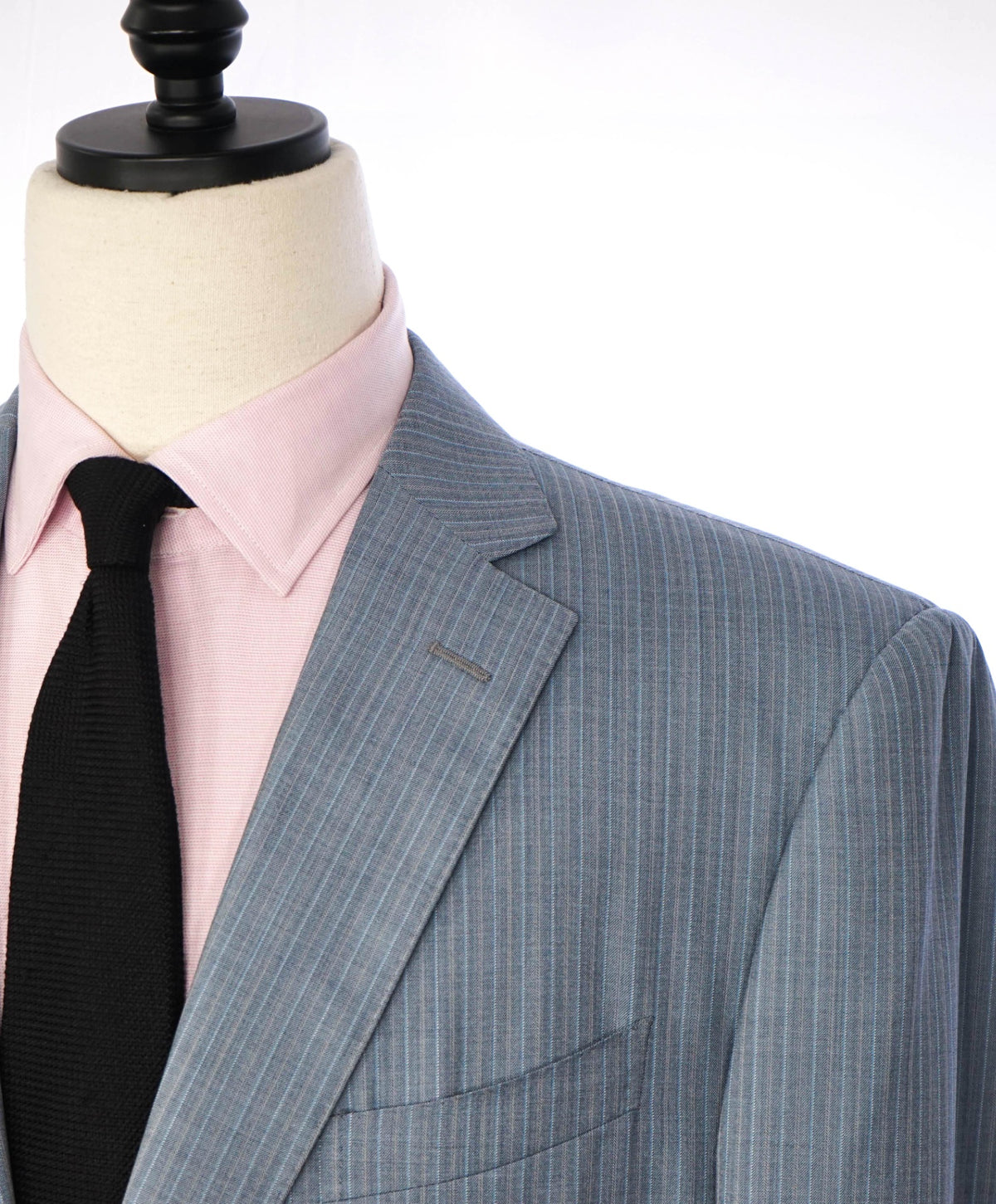 $6,900 ZILLI PARIS - Light Blue Stripe Wool/Silk Suit - 46R