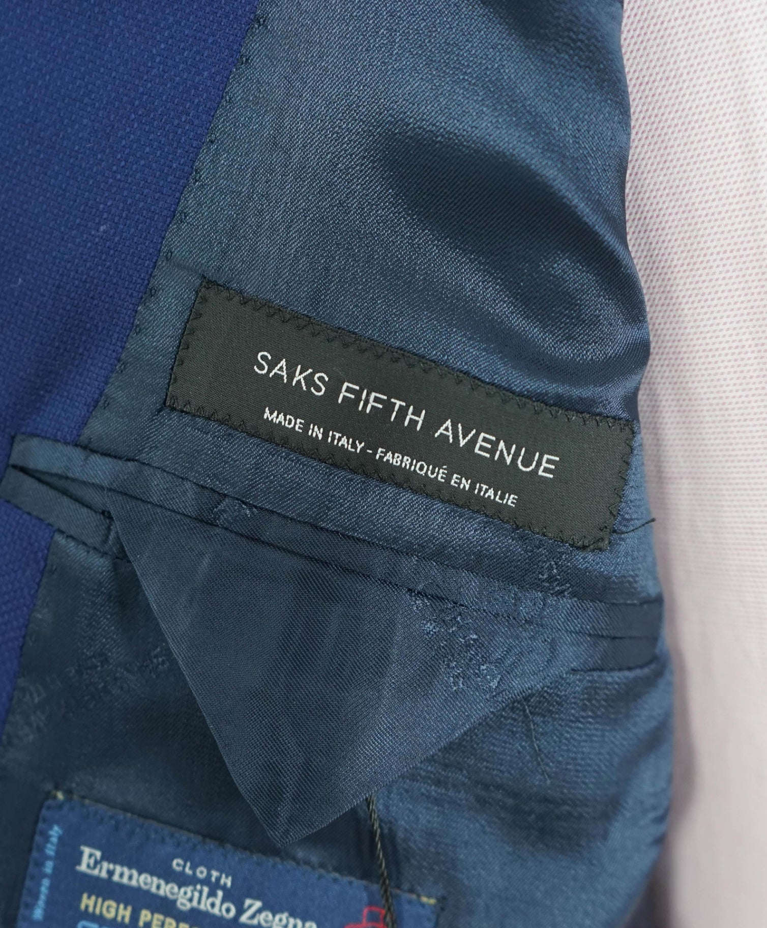 $998 ZEGNA For SFA - Navy Blue Woven Wool/Silk Blazer - 44R