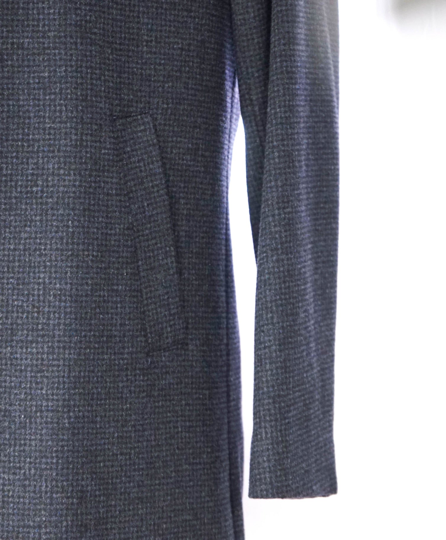 $998 SAKS FIFTH AVENUE - Navy Blue Gingham Wool Overcoat - M