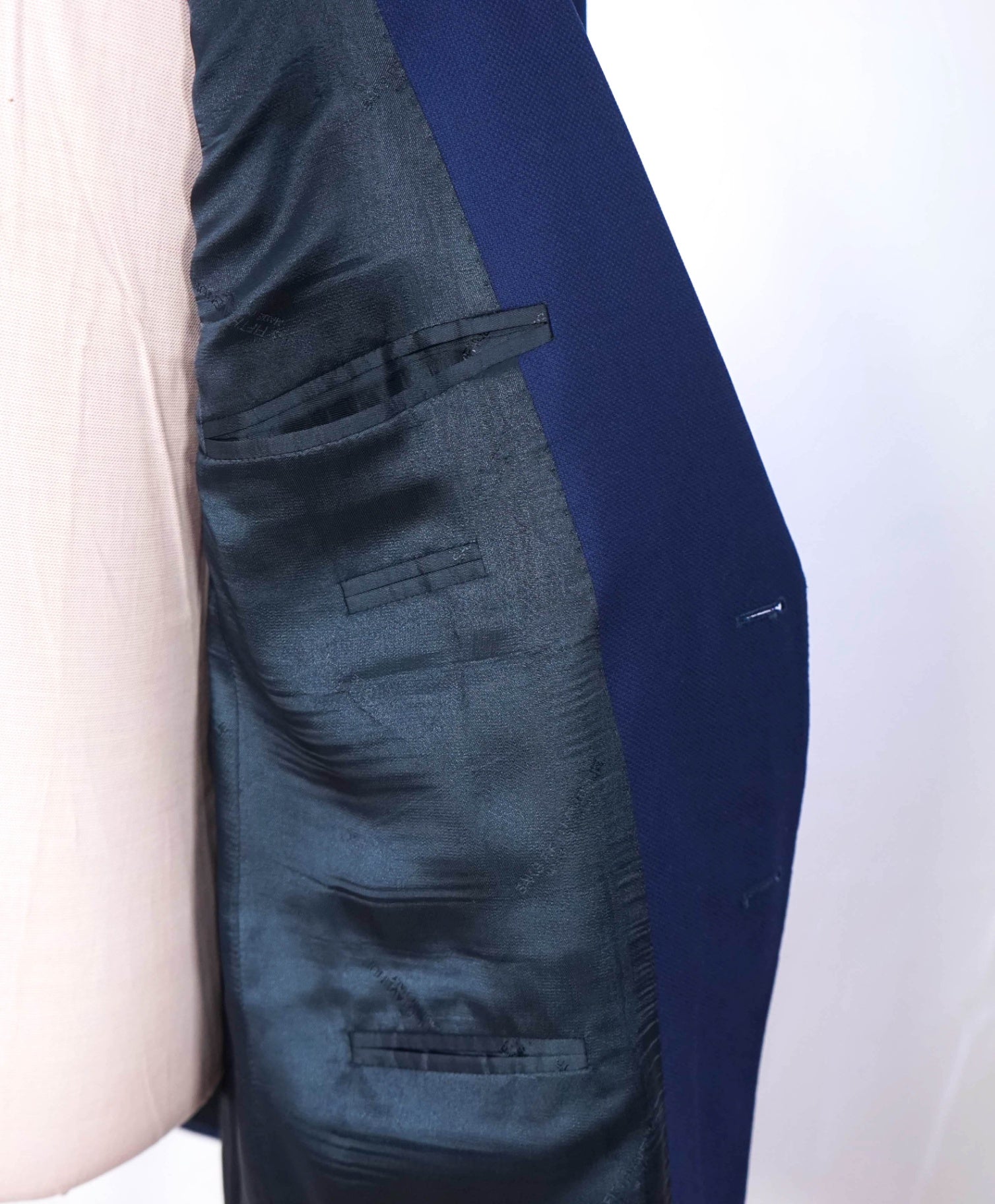 $998 ZEGNA For SFA - Navy Blue Woven Wool/Silk Blazer - 44R