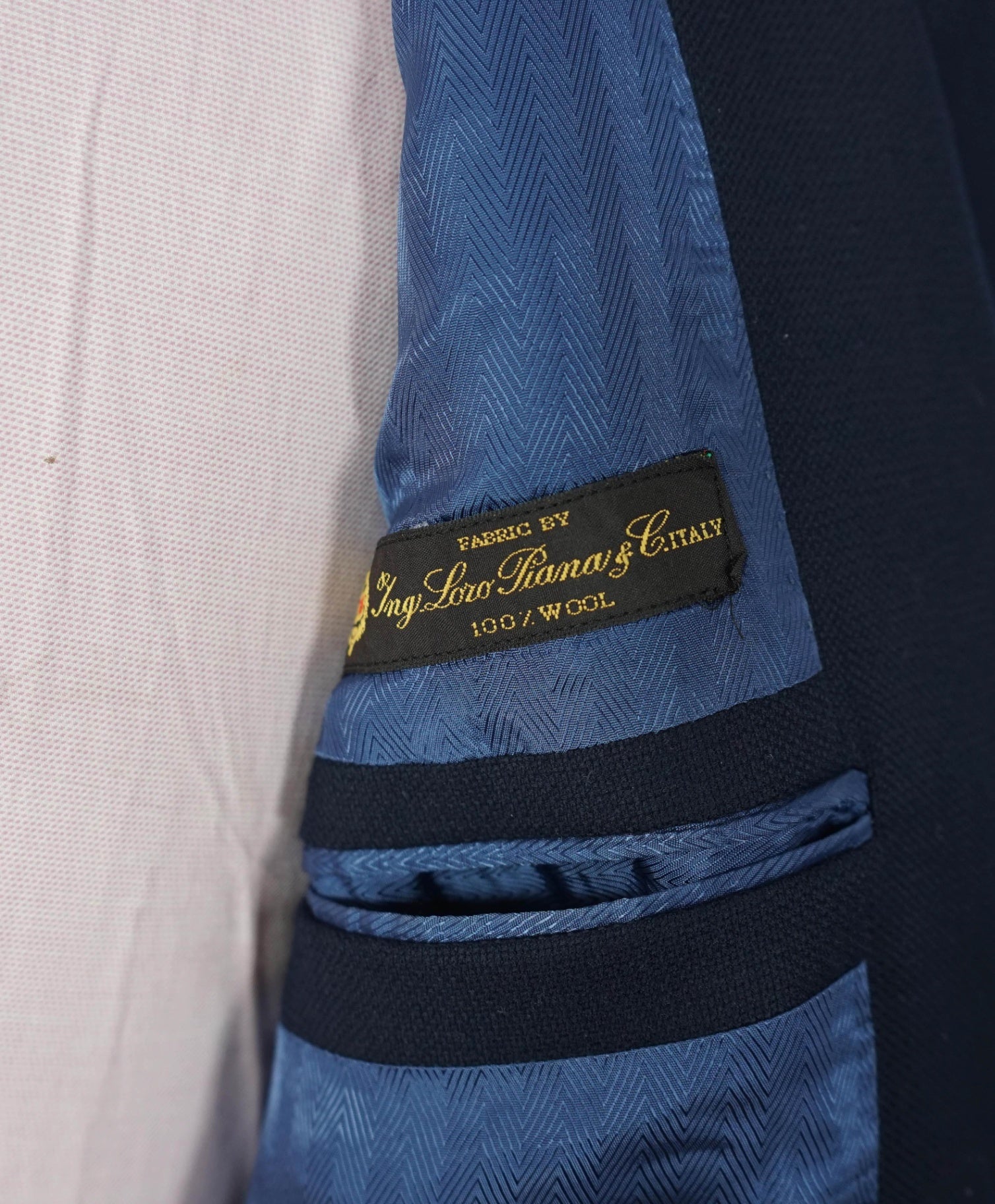$798 LORO PIANA For SFA - Navy Blue Woven Wool Blazer - 42R