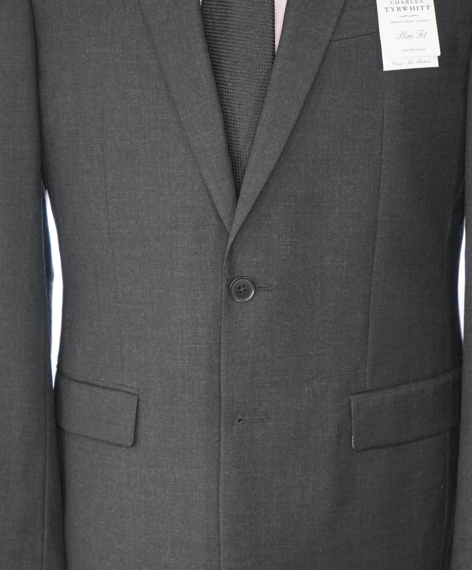 $420 CHARLES TYRWHITT - Solid Gray Super 110 Wool Blazer - 40L