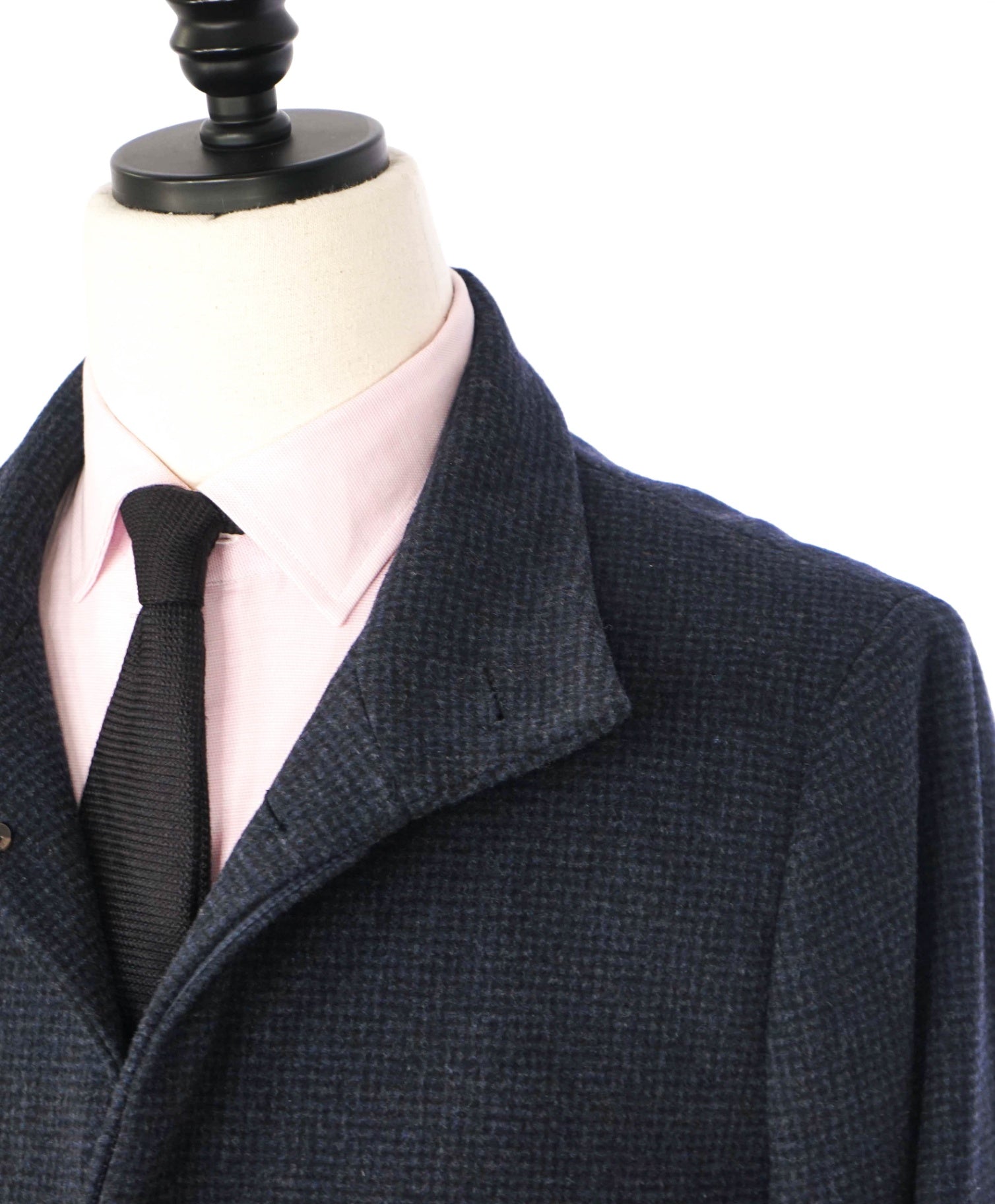 $998 SAKS FIFTH AVENUE - Navy Blue Gingham Wool Overcoat - M