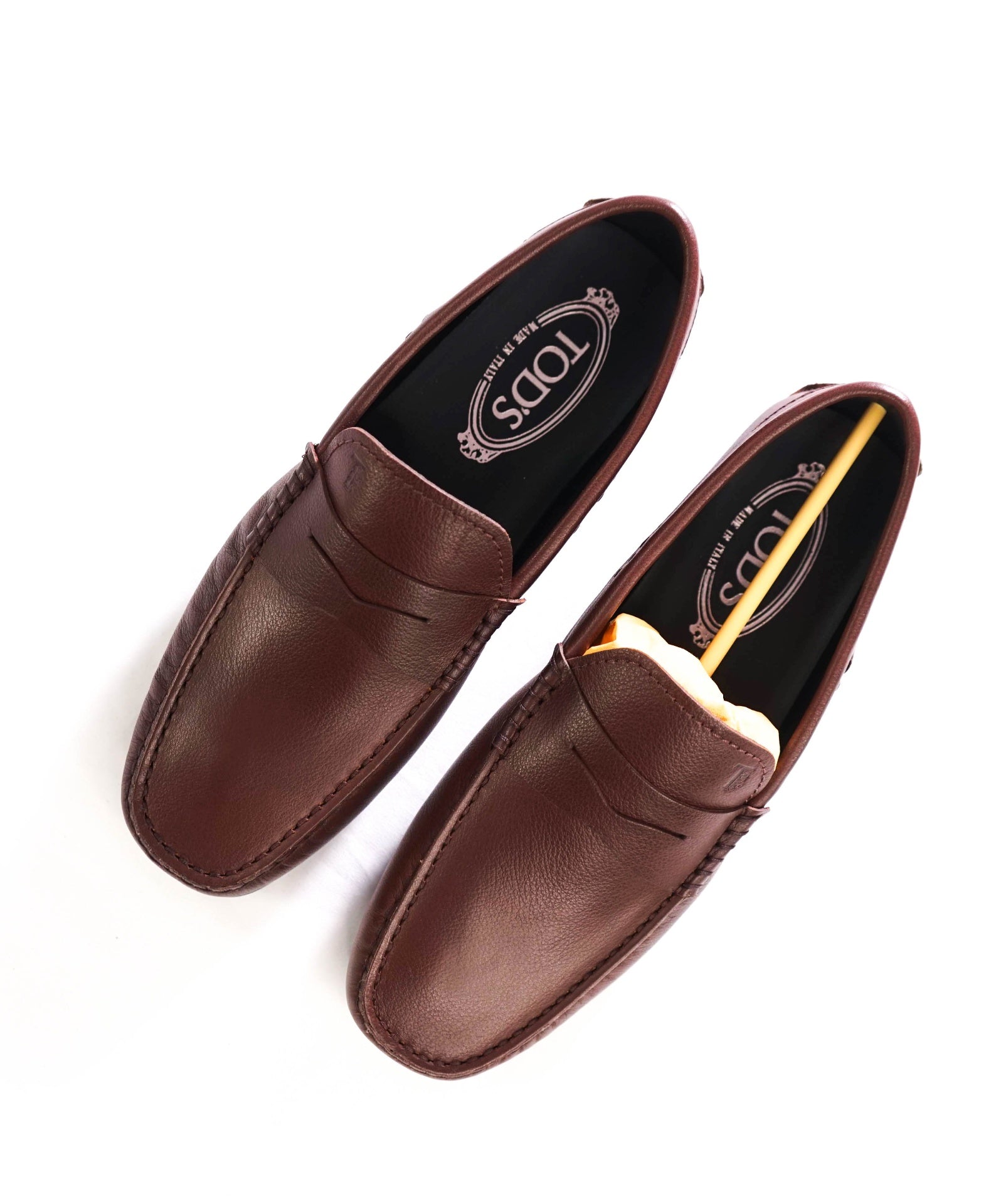 $975 TOD'S - Brown Pebble Leather Driving Loafers - US 6.5 (5.5UK)