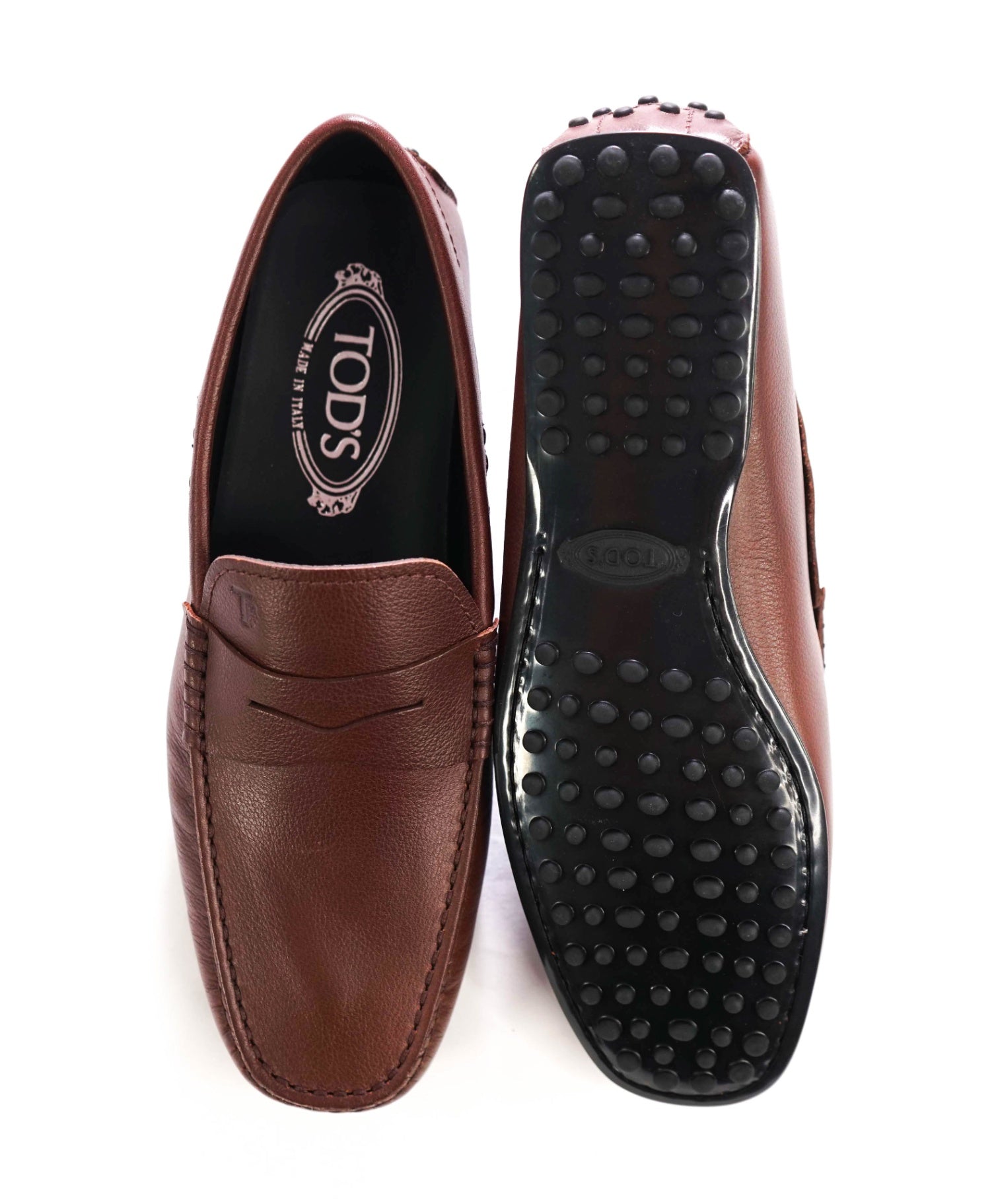 $975 TOD'S - Brown Pebble Leather Driving Loafers - US 7 (6UK)