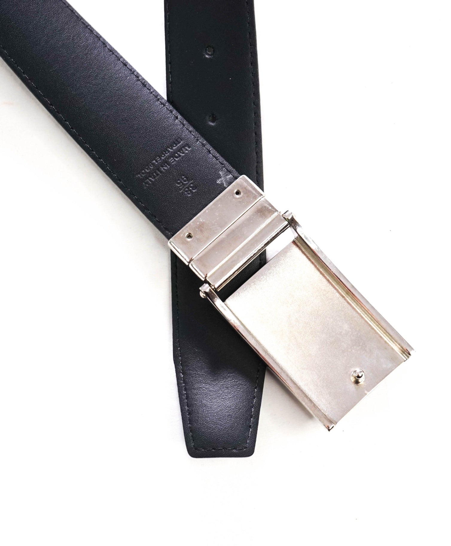 $295 BURBERRY - Blue/Black Reversible Canvas/Leather Belt - 38W