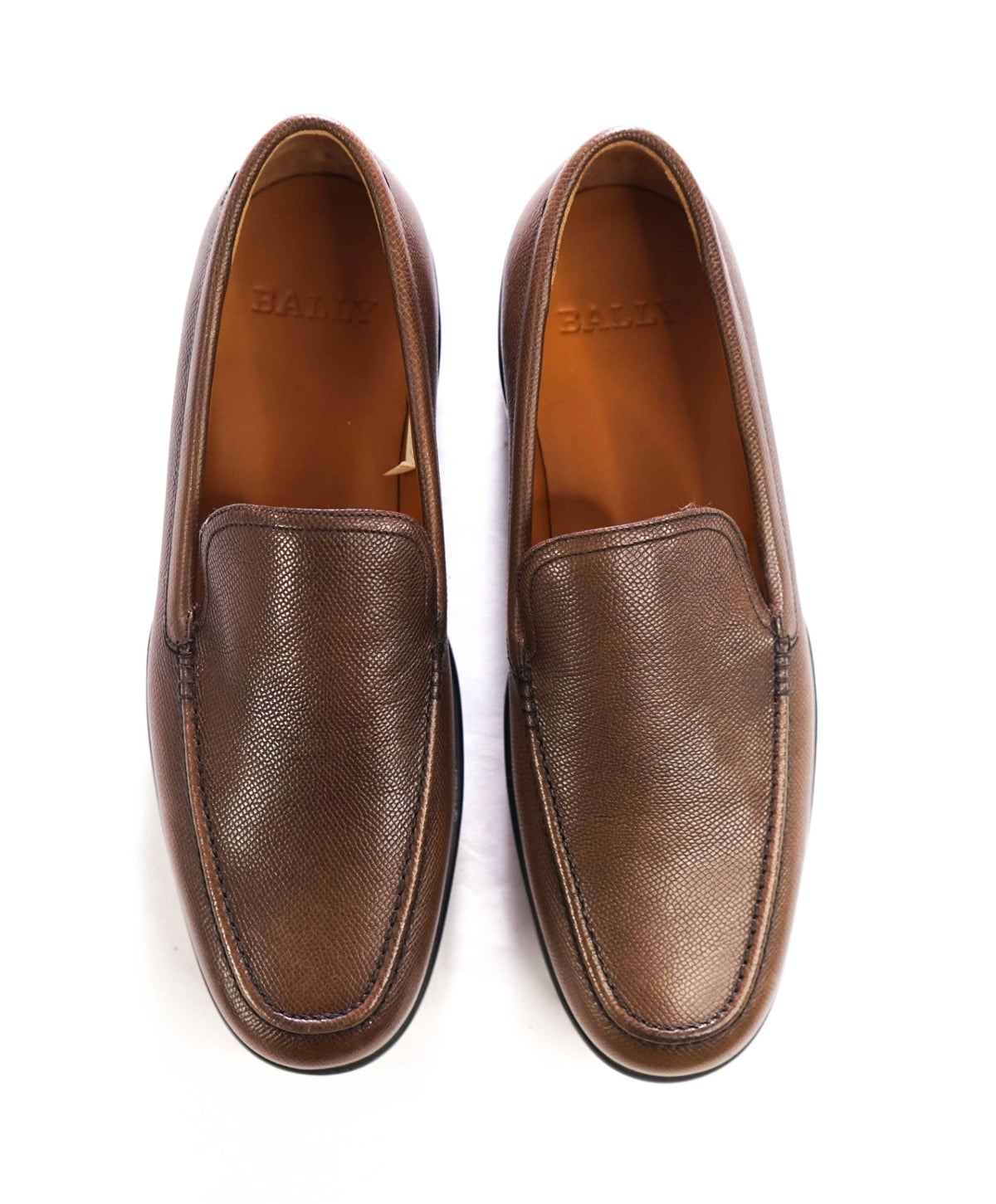 $525 BALLY - Brown Pebble Leather "MILS-1" Loafers - US 8 (7UK)