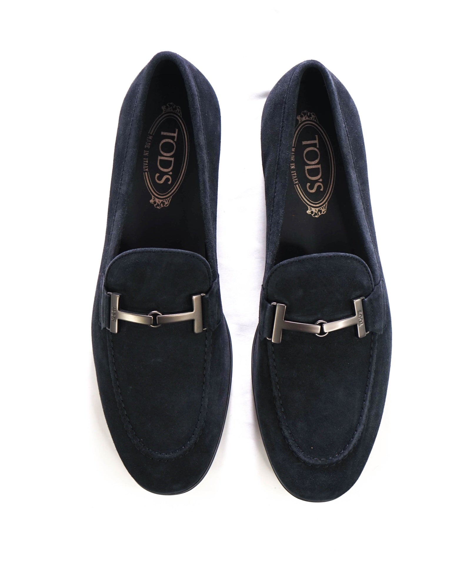 $975 TOD'S - Navy Blue Distressed Suede Loafers - US 8 (7UK)
