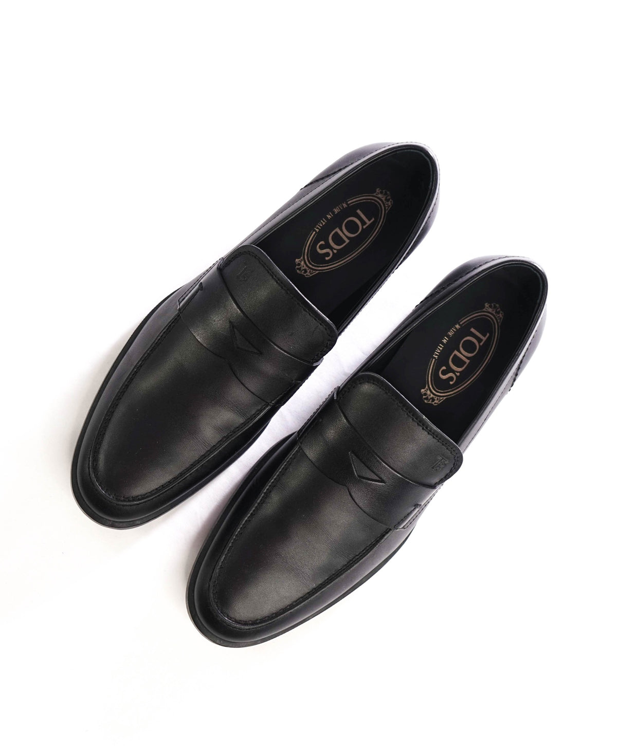 $850 TOD'S - Black Boston Leather Penny Loafers - US 7 (6UK)
