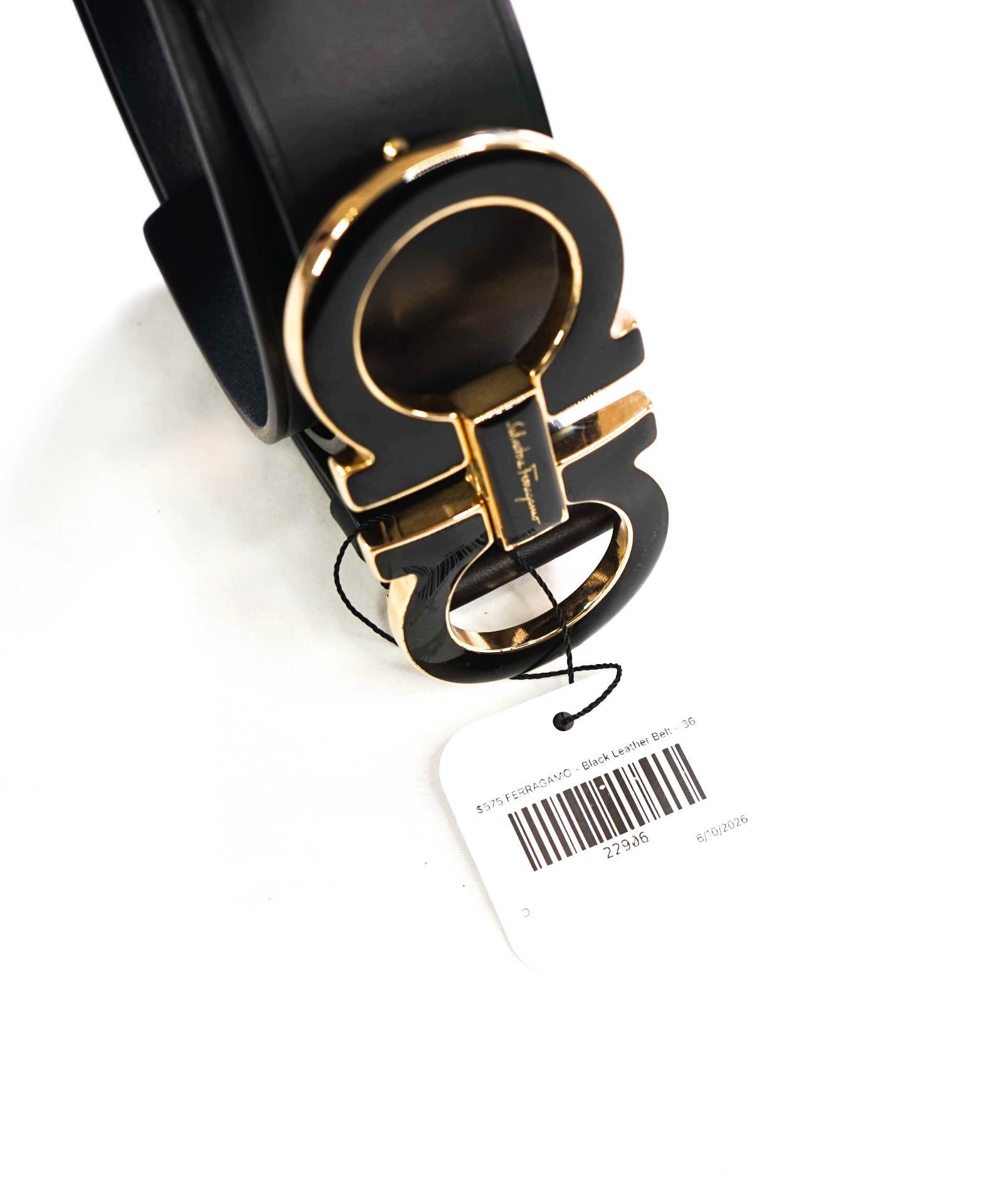 $575 FERRAGAMO - Black Leather Wide Belt - 36W