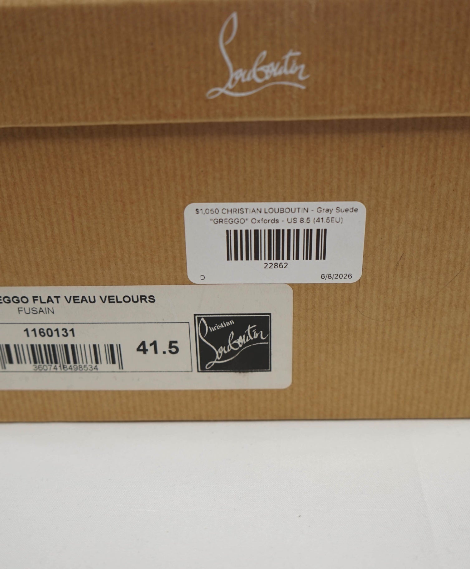 $1,050 LOUBOUTIN - Gray Suede "GREGGO" Oxfords - US 8.5 (41.5EU)