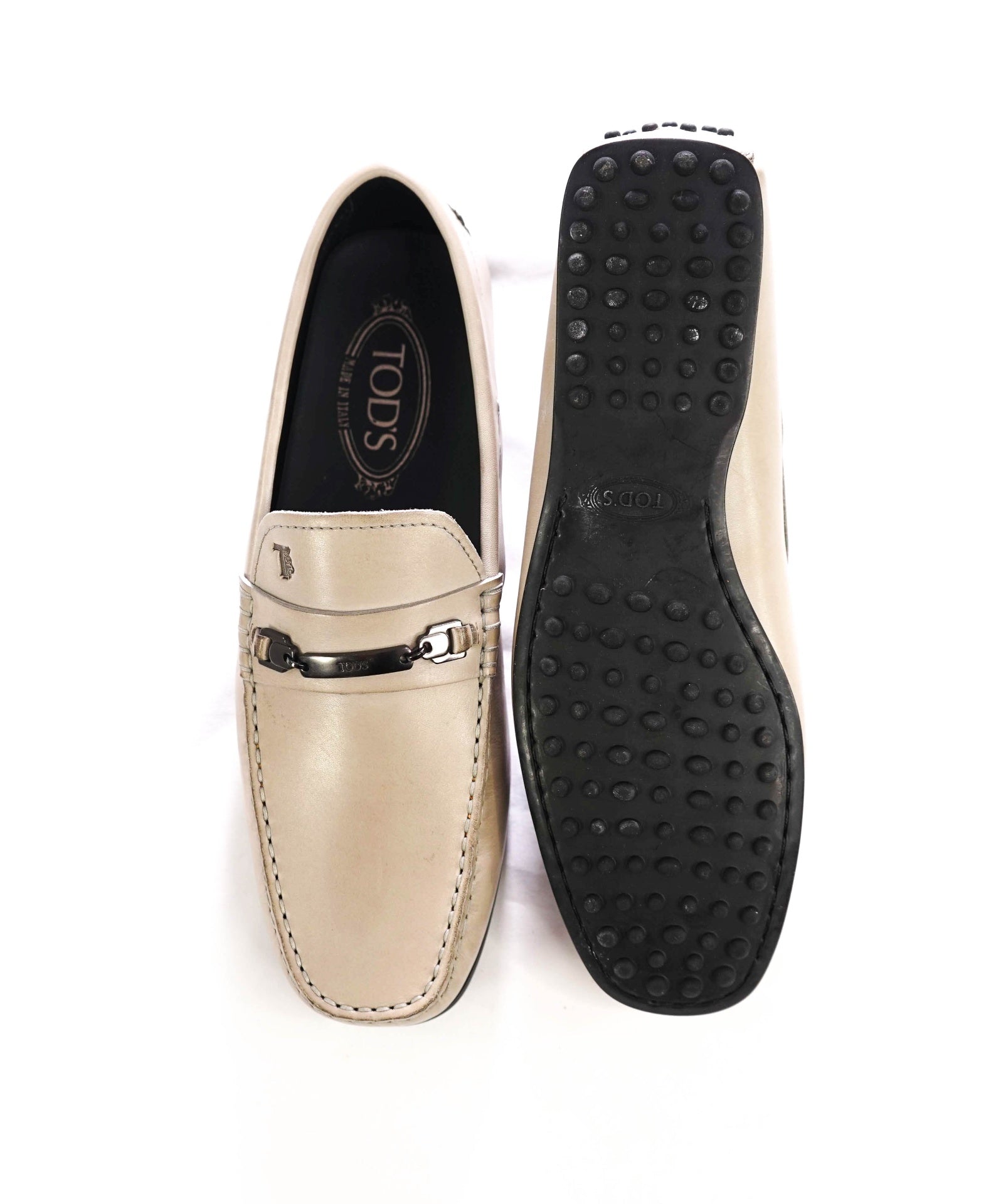 $975 TOD'S - Gray Leather Driving Loafers - 8 (UK7)