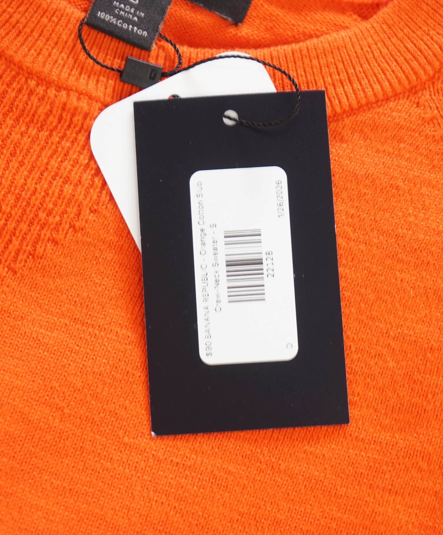 $90 BANANA REPUBLIC - Orange Cotton Crew-Neck Sweater - S