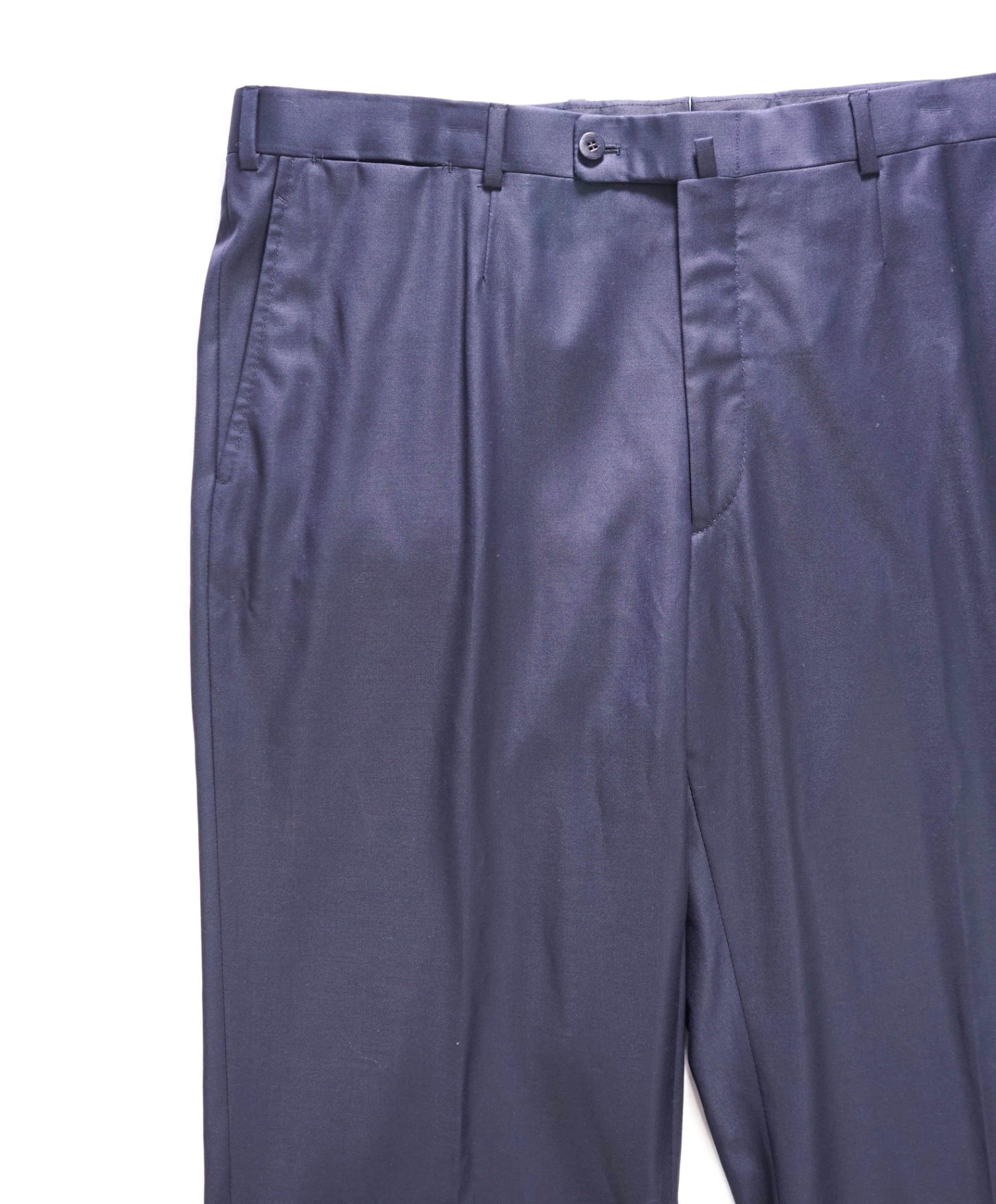$795 ISAIA - Solid Navy Blue Wool Pants - 40W