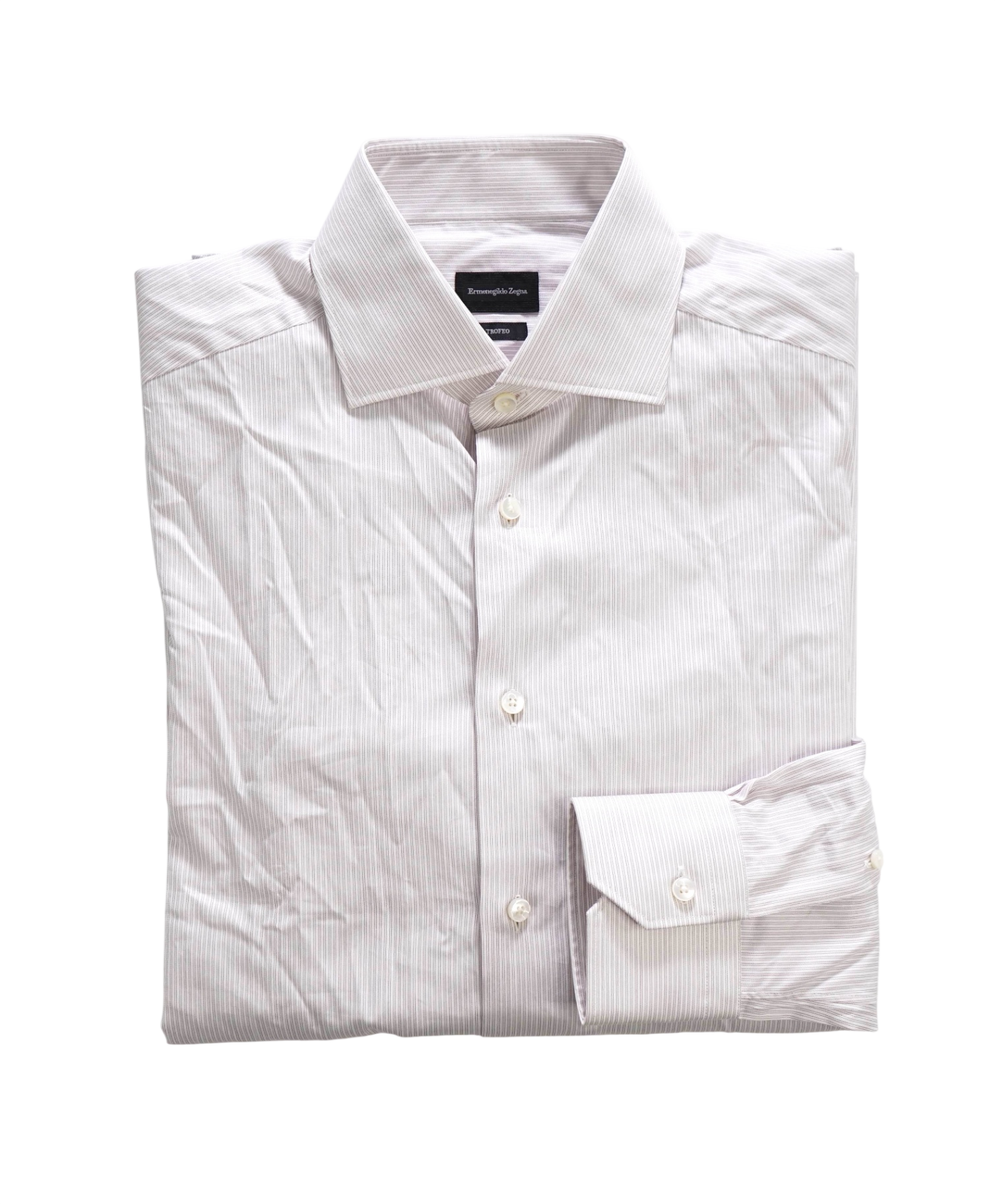 $795 ZEGNA - Purple Micro-stripe "TROFEO" Cotton Shirt - 16 / 41