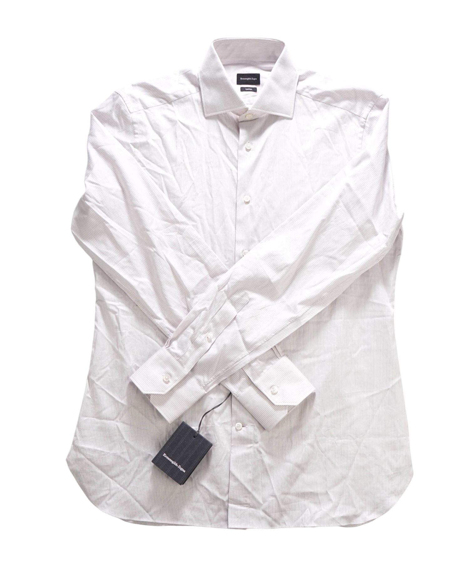 $795 ZEGNA - Purple Micro-stripe "TROFEO" Cotton Shirt - 16 / 41