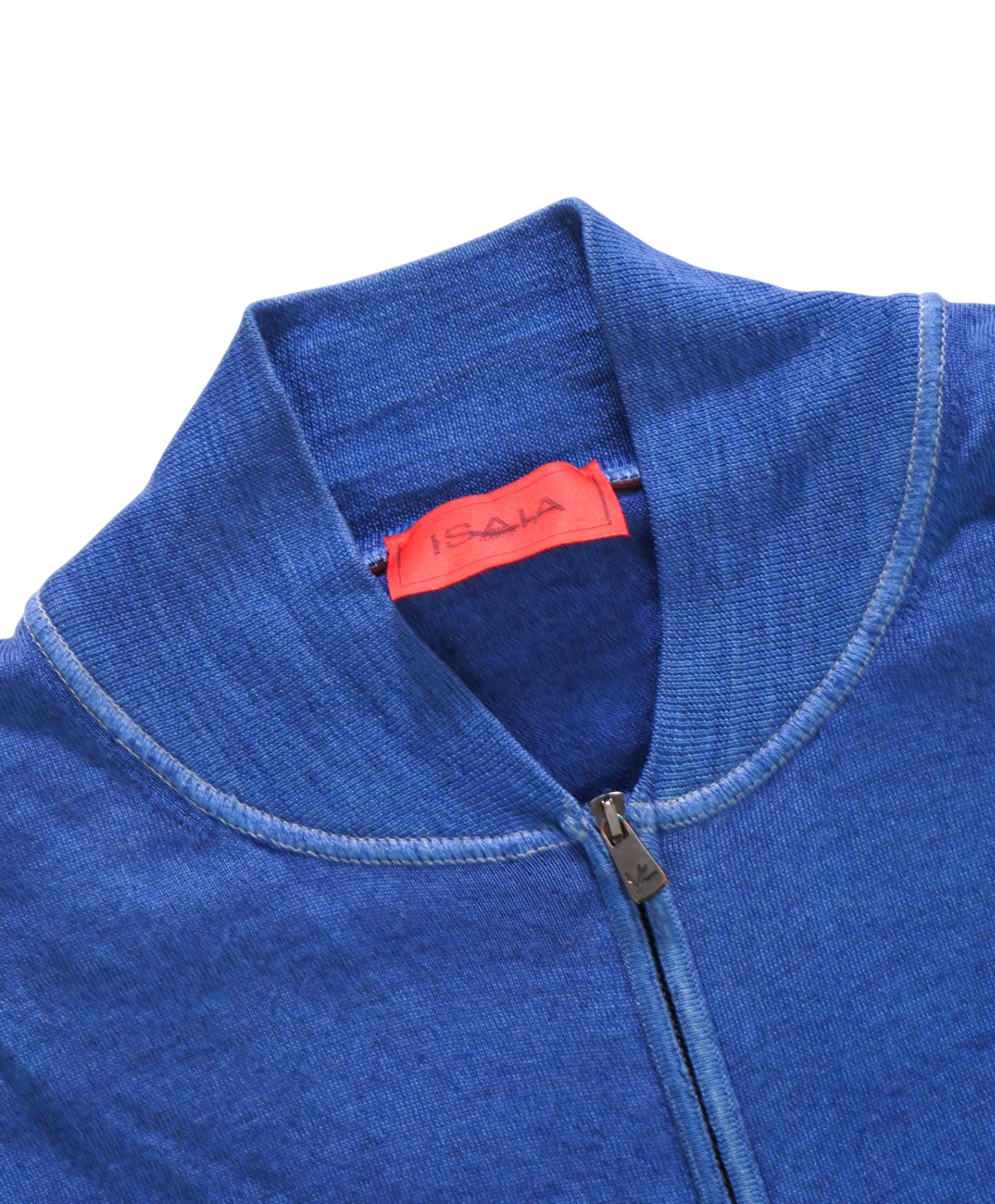 $1,495 ISAIA - Blue Wool Zip-up Bomber Sweater - S