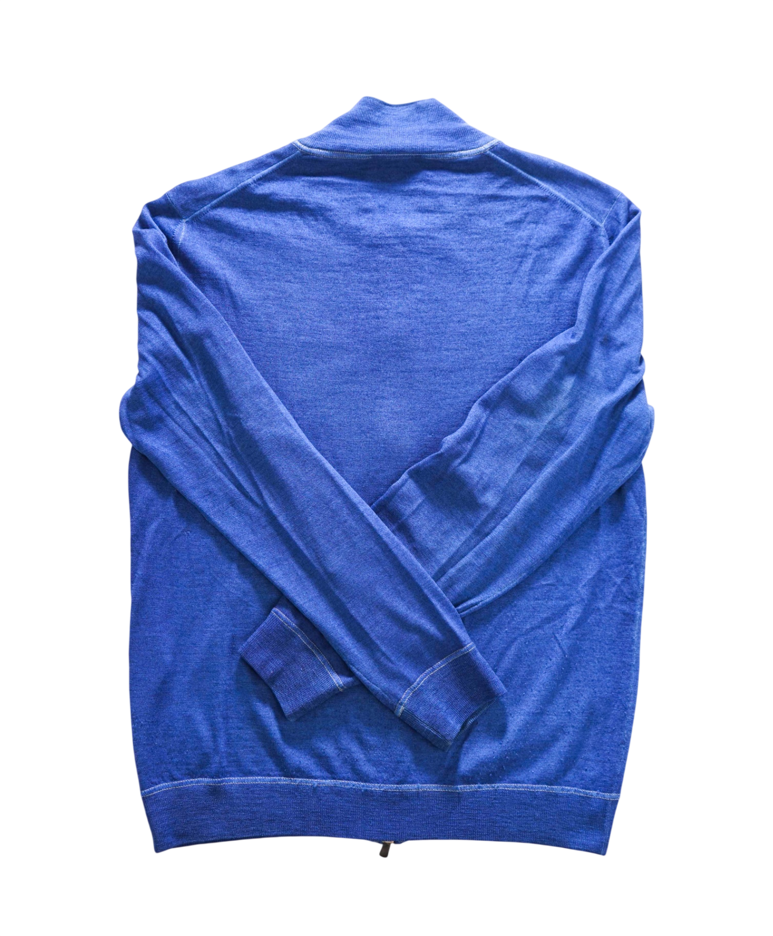$1,495 ISAIA - Blue Wool Zip-up Bomber Sweater - S
