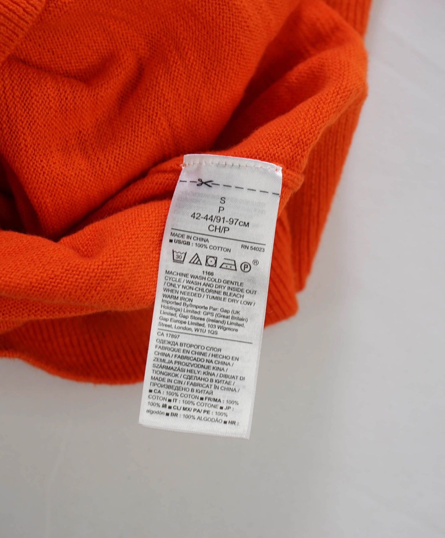 $90 BANANA REPUBLIC - Orange Cotton Crew-Neck Sweater - S