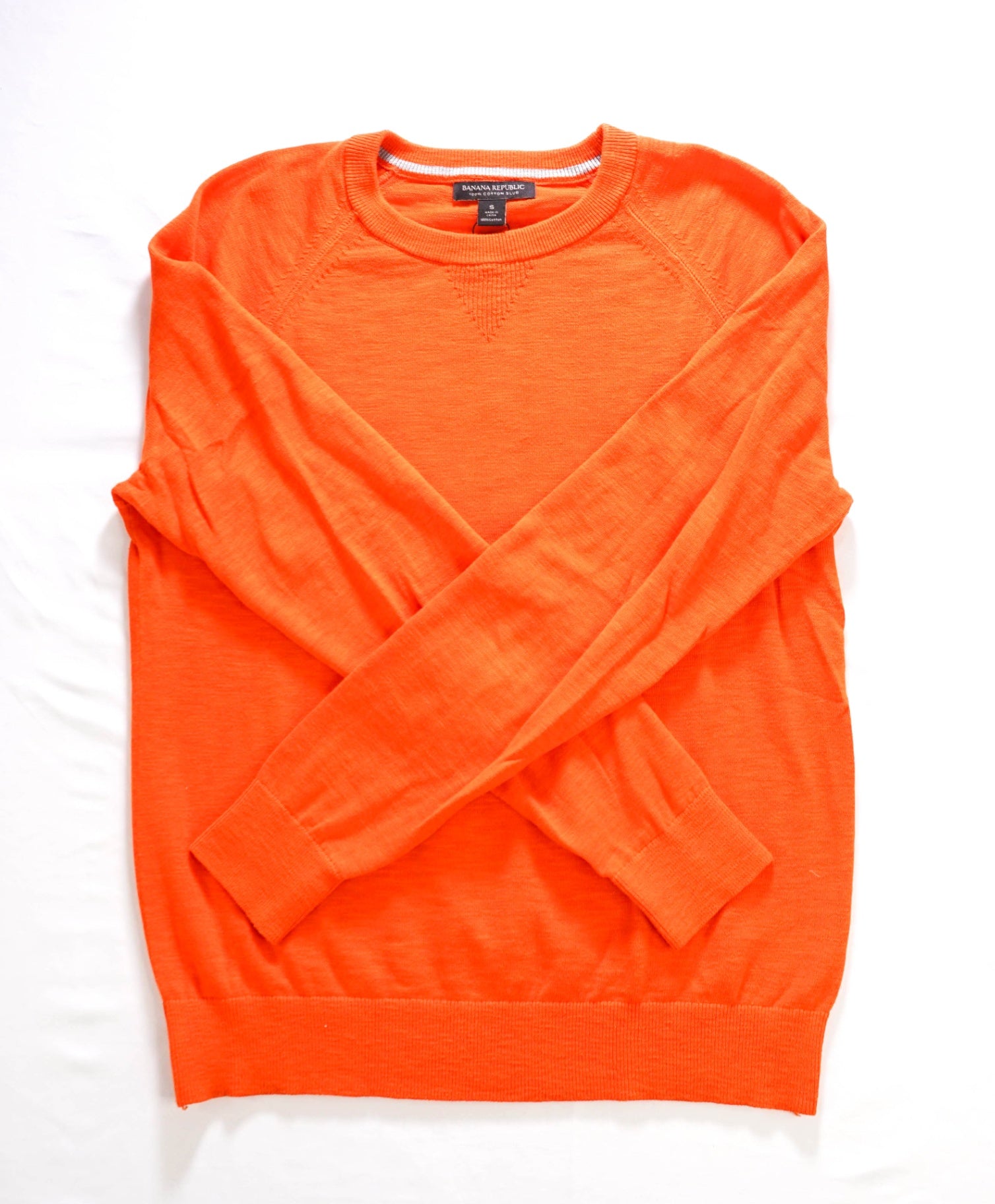 $90 BANANA REPUBLIC - Orange Cotton Crew-Neck Sweater - S