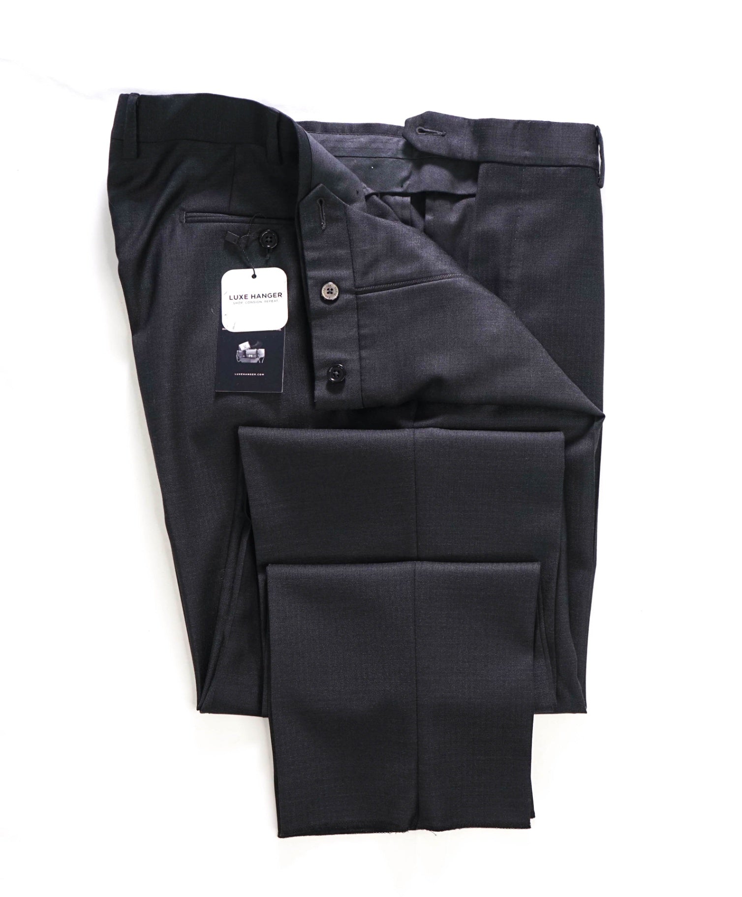 $895 ZEGNA - Dark Gray Wool/Silk "Manhattan" Pants - 37W
