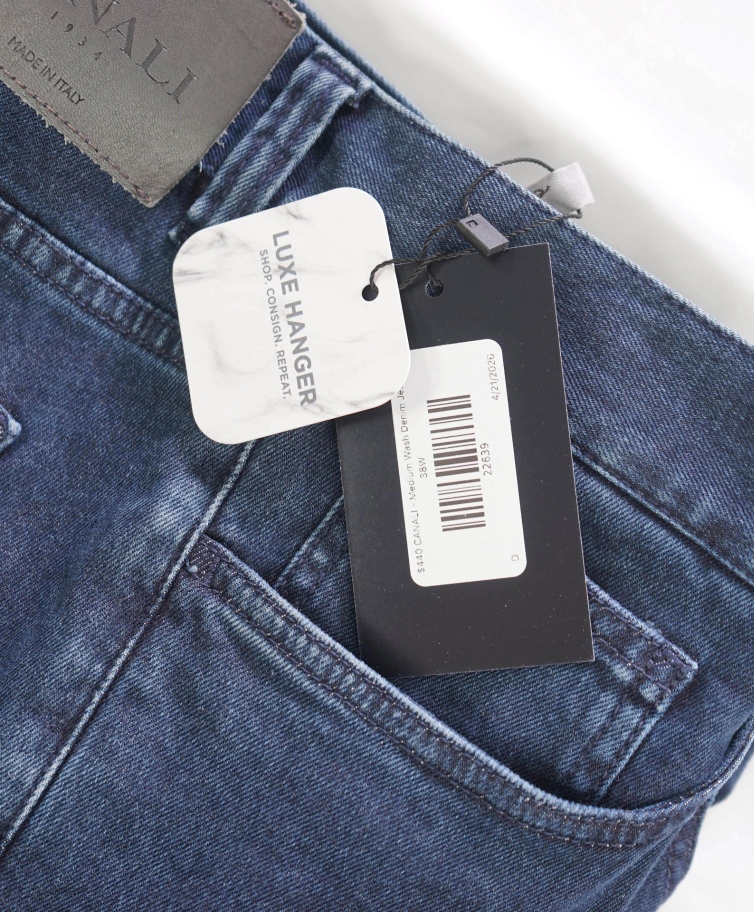 $440 CANALI - Medium Wash Denim Jeans - 38W