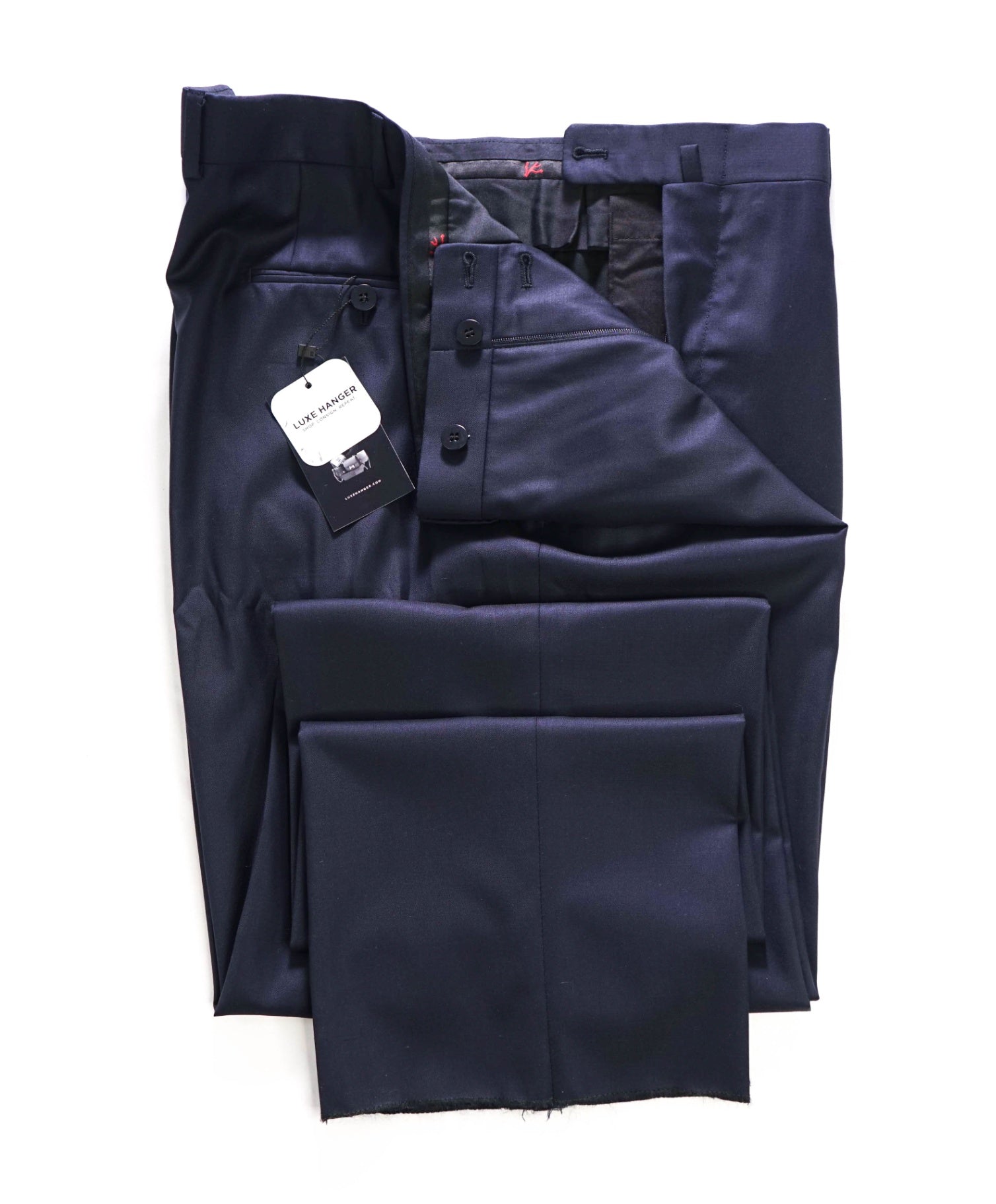 $795 ISAIA - Solid Navy Blue Wool Pants - 40W