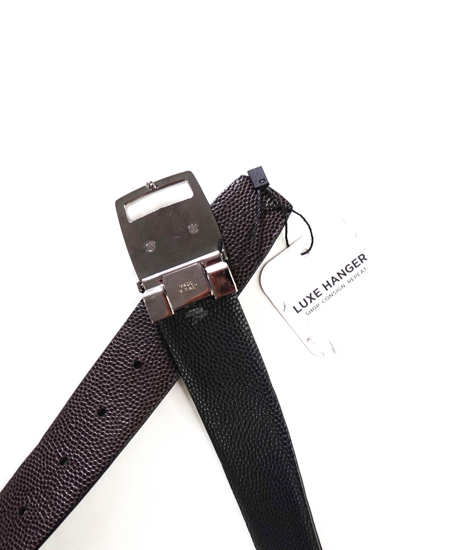 $550 FERRAGAMO - Brown/Black Reversible Leather Belt - 35W