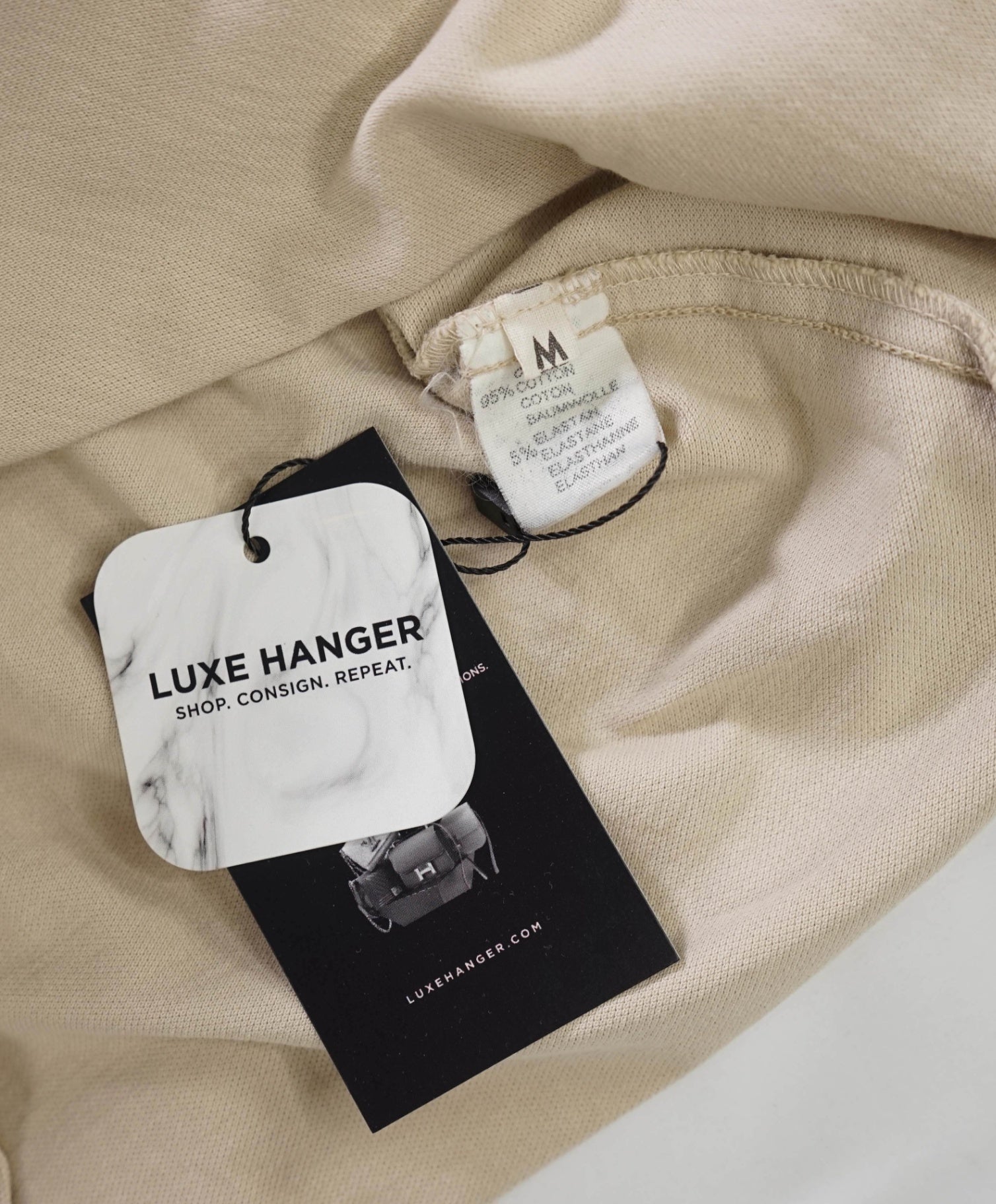 $300 EIDOS - Solid Beige Cotton Long Sleeve Polo Shirt - M