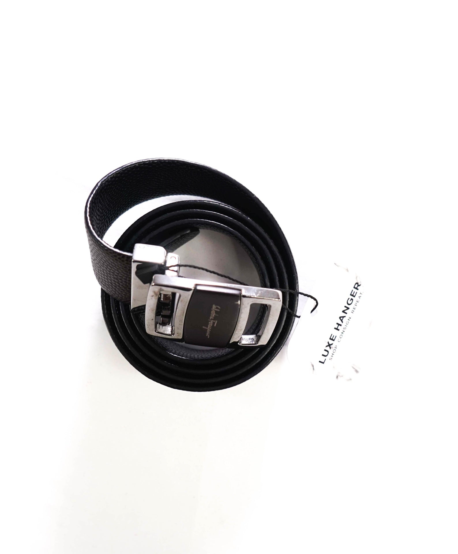 $550 FERRAGAMO - Brown/Black Reversible Leather Belt - 35W
