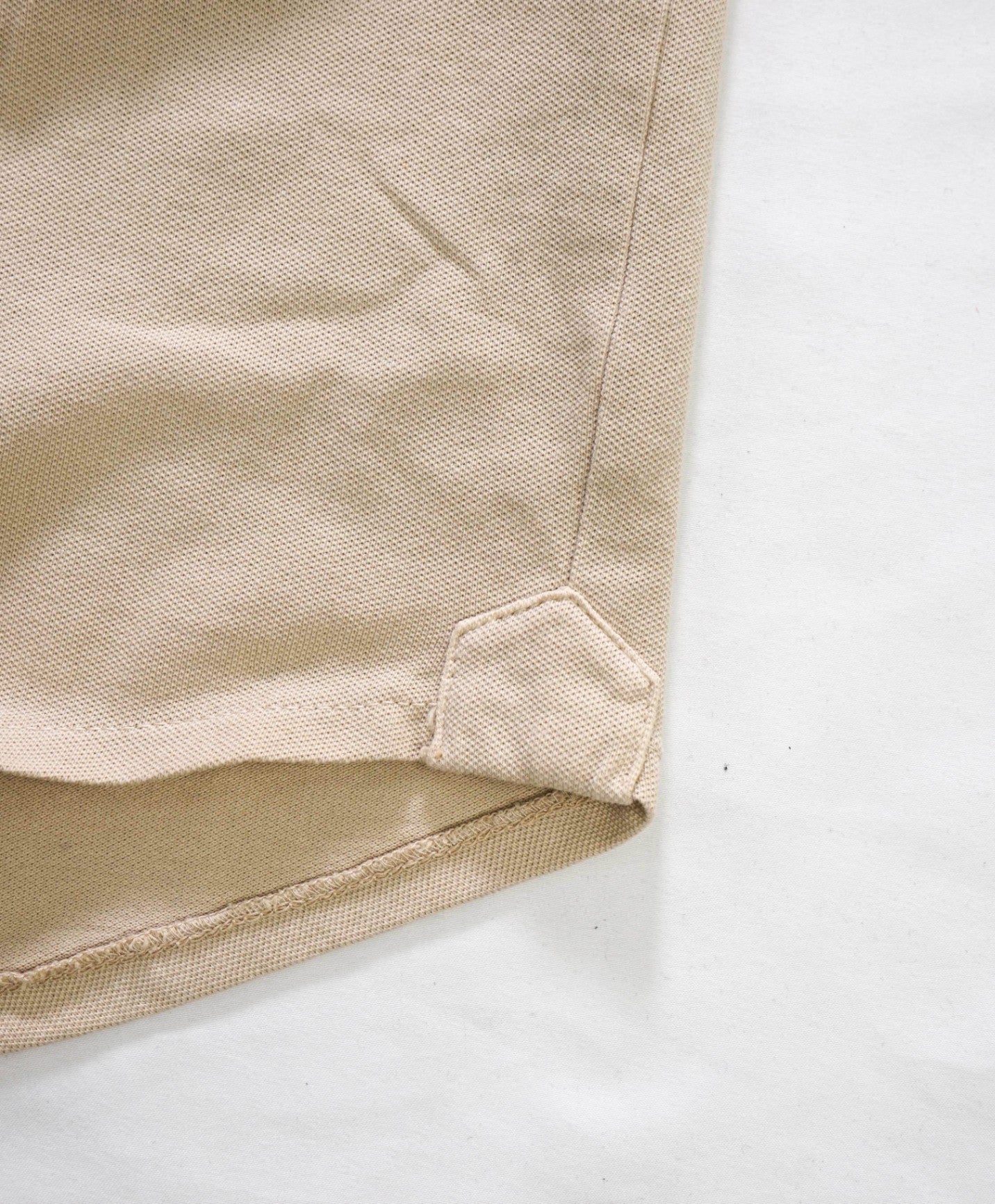$300 EIDOS - Solid Beige Cotton Long Sleeve Polo Shirt - M