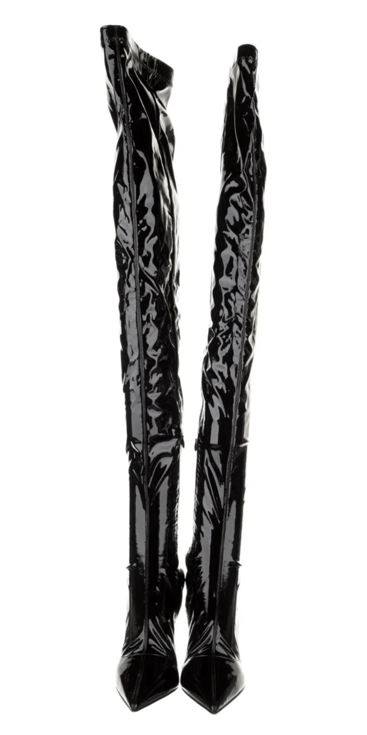 $3,000 LOUBOUTIN - CONDORA Over-Knee 100mm Boots- 40EU