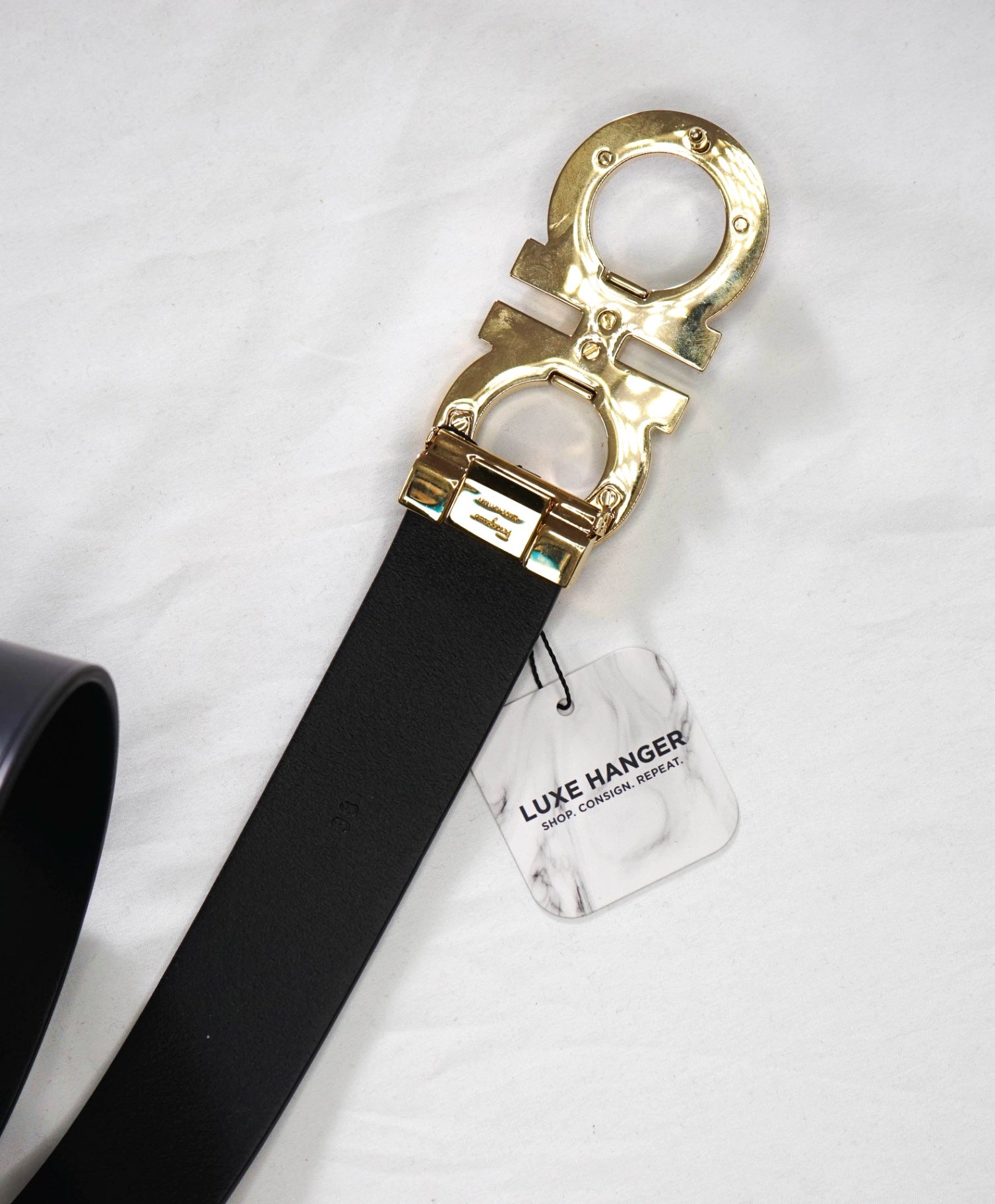 $575 FERRAGAMO - Black Leather Wide Belt - 38W
