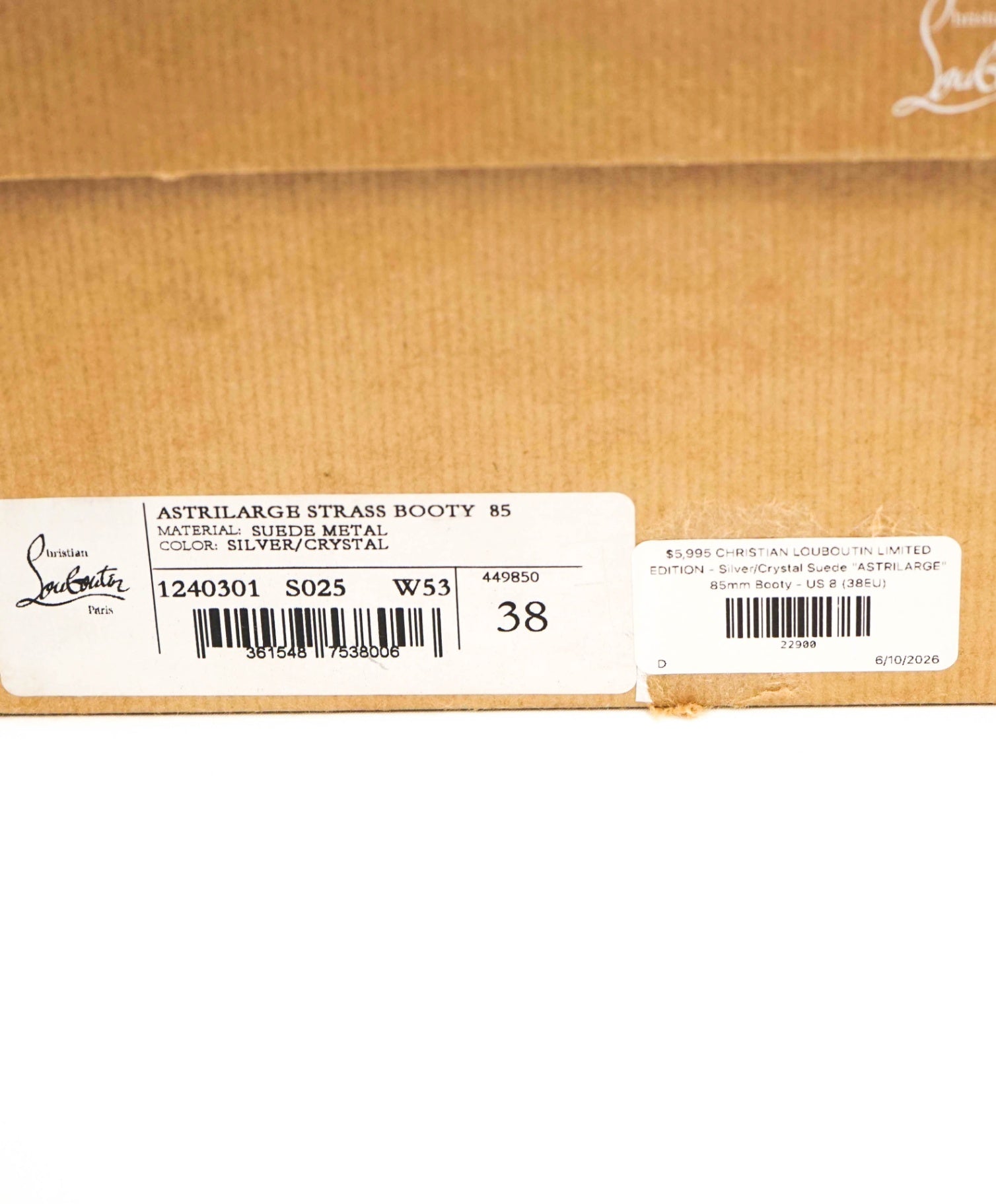 $5,995 LOUBOUTIN LMTD EDTN -Crystal ASTRILARGE 85mm- 38EU