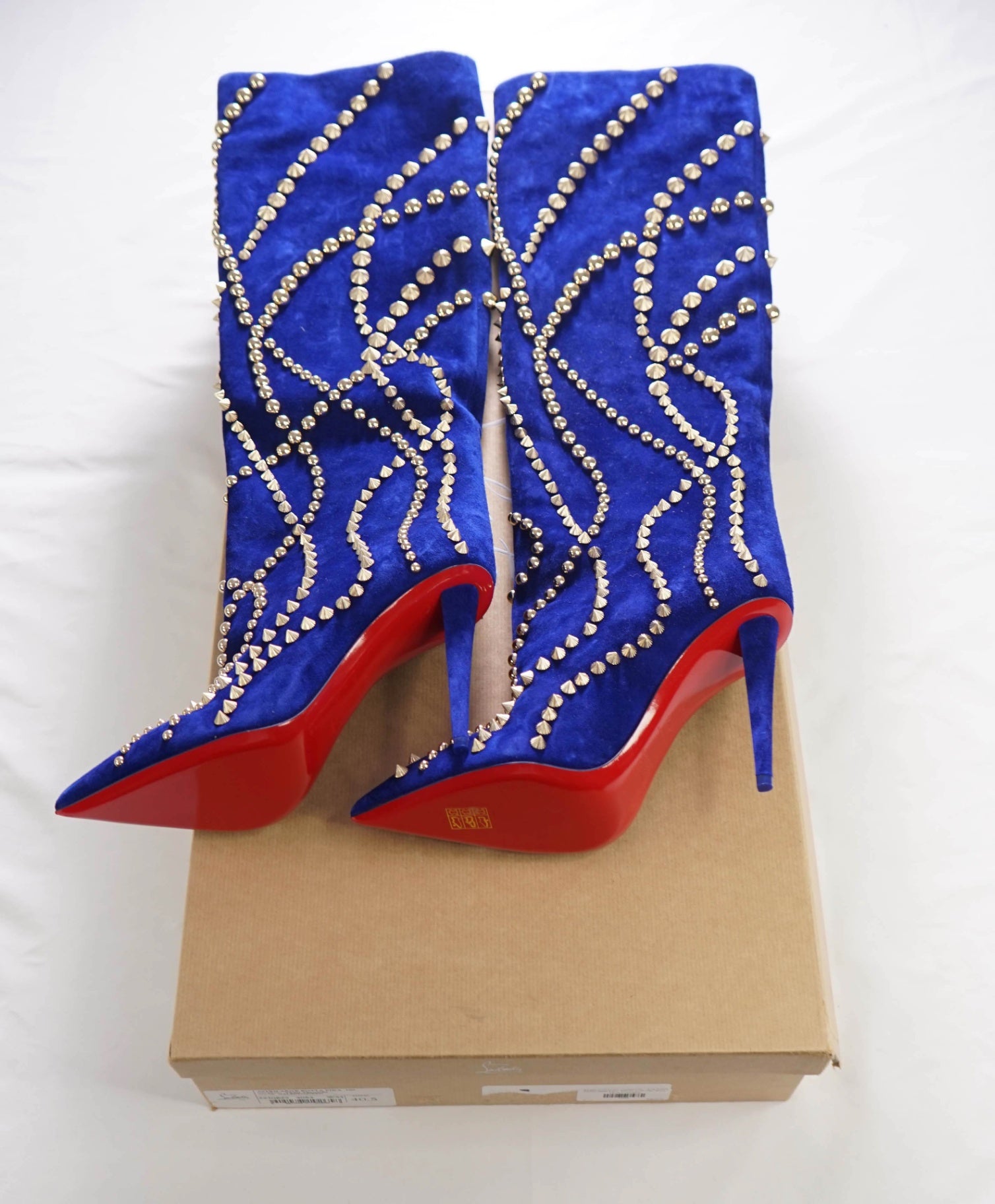 $3,995 LOUBOUTIN -"ASTRILARGE PIKA" 100mm Knee Boots- 40.5EU