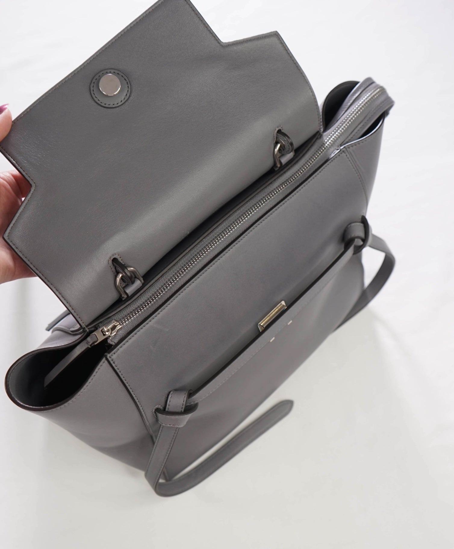 $2,450 CELINE - "THE KNOT" Calfskin Gray Leather Handbag - Mini