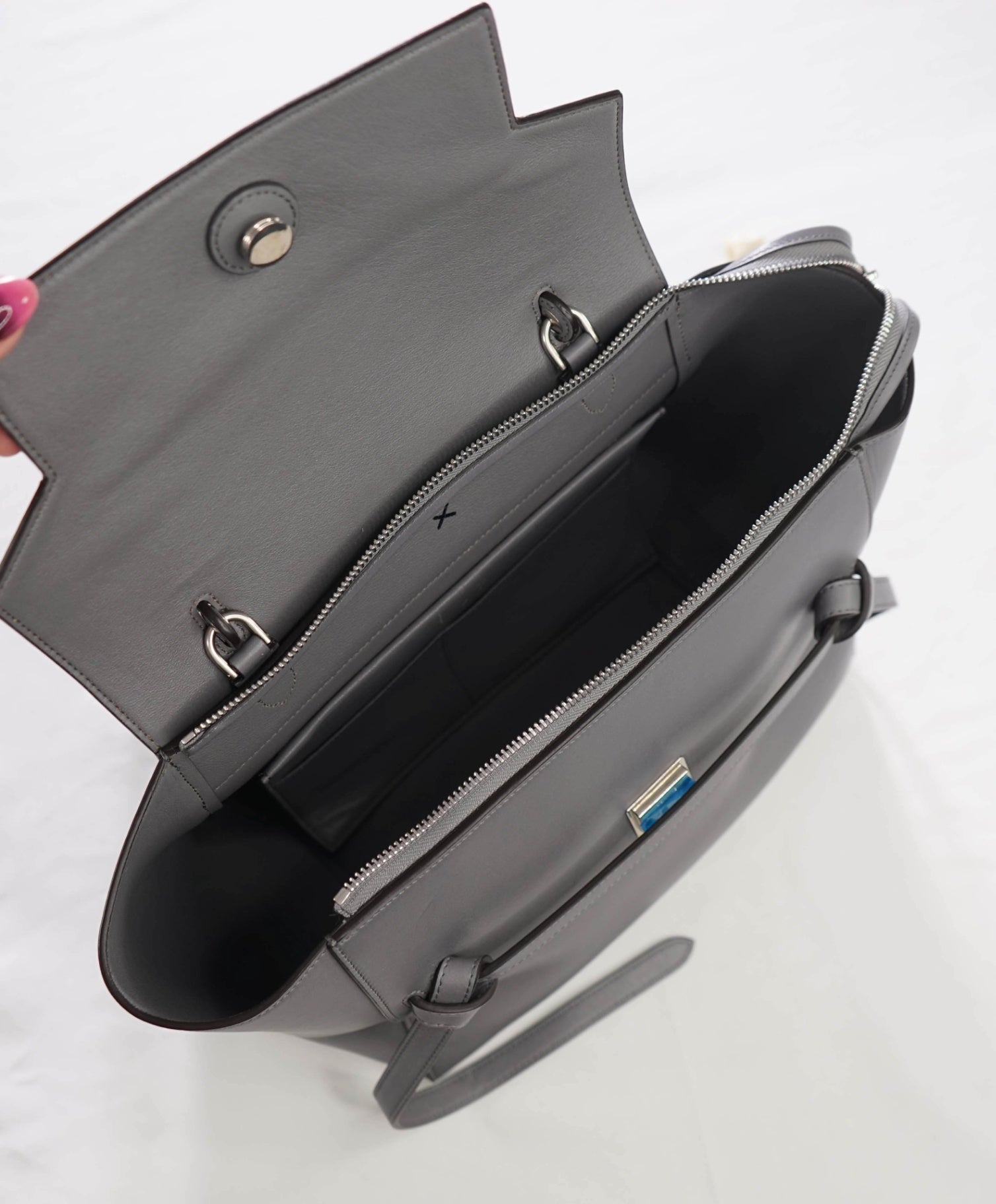 $2,450 CELINE - "THE KNOT" Calfskin Gray Leather Handbag - Mini