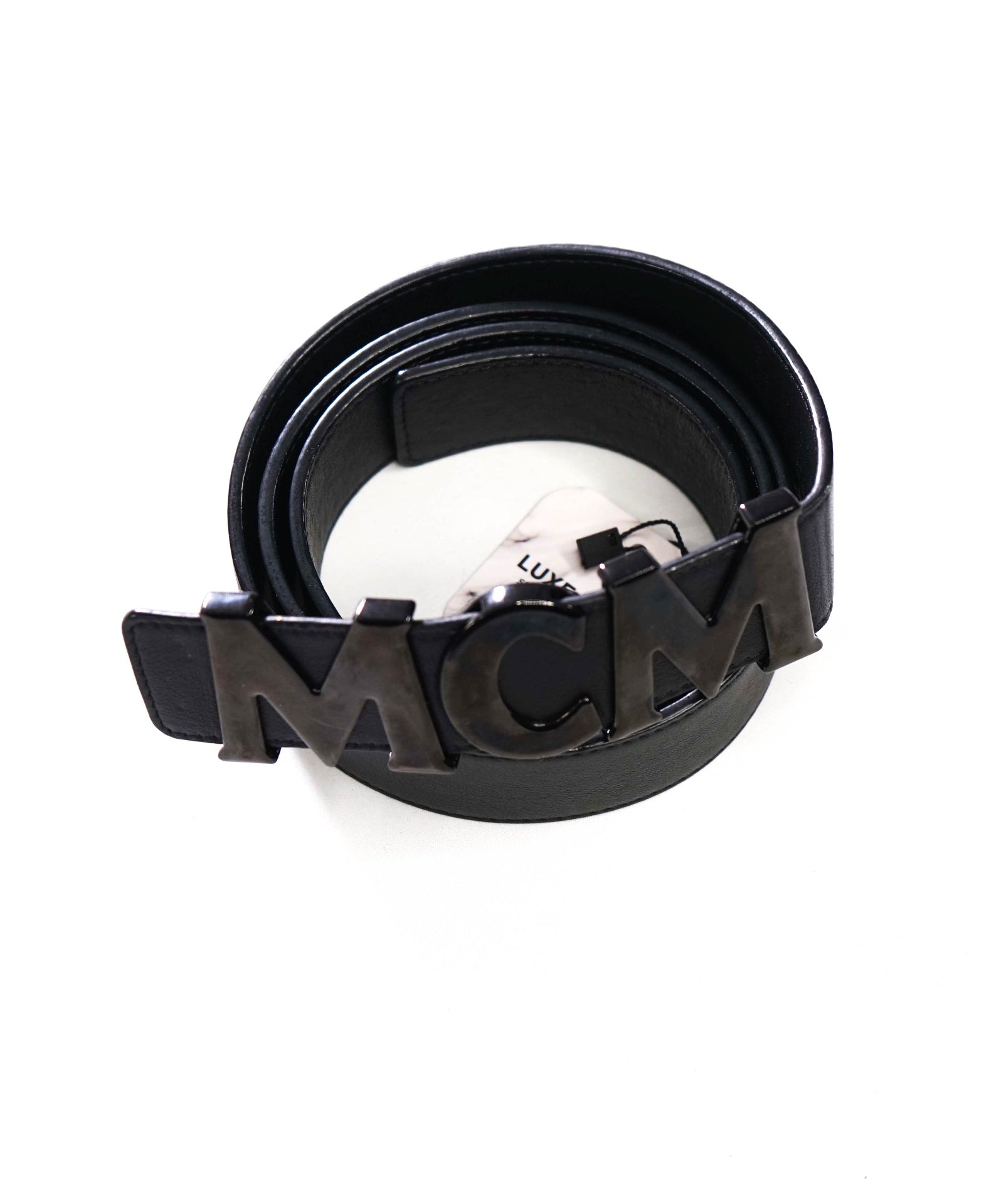$385 MCM - Black Leather Belt - 44W