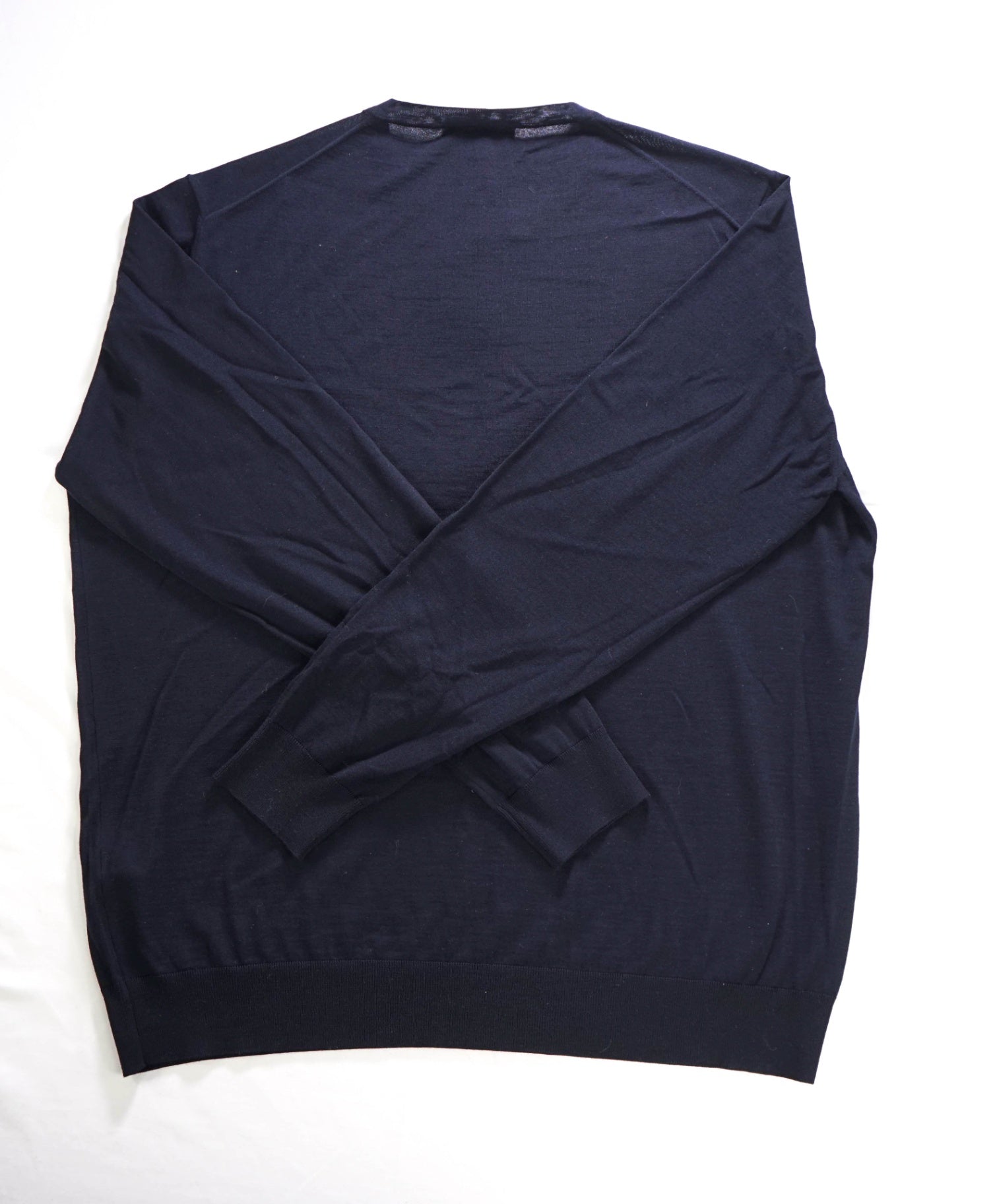 $1,050 GIORGIO ARMANI - Navy Wool Crewneck Sweater - 48 (58EU)