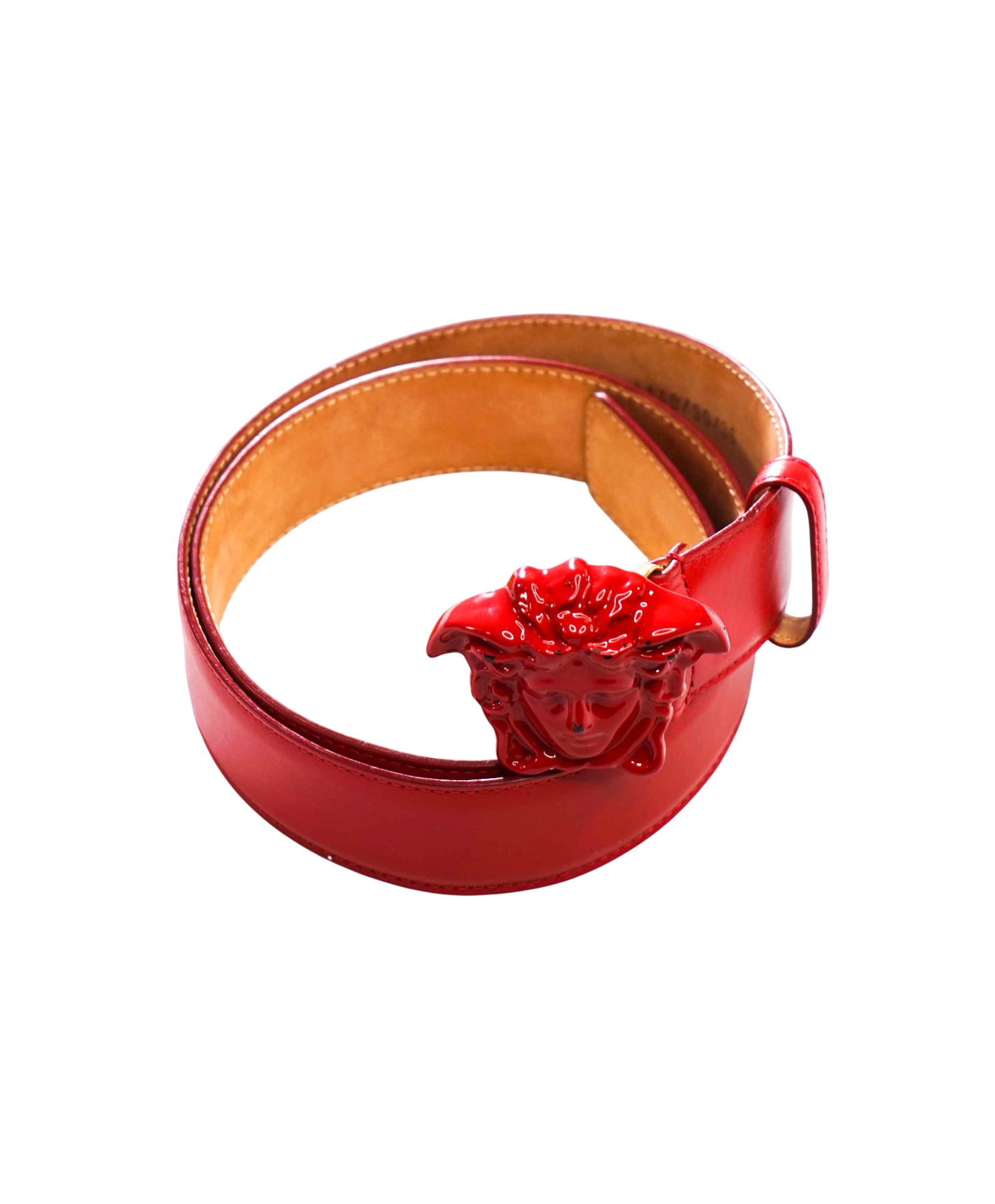 $395 VERSACE - Red Leather Belt *Display Model* - 36W
