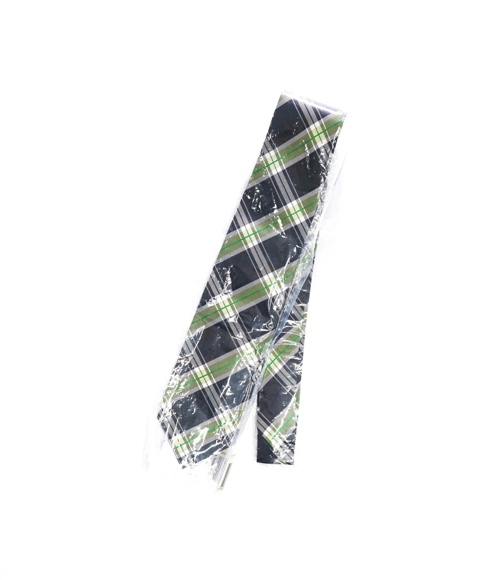 $195 FINAMORE - Dark Green Plaid Silk - 3" Tie