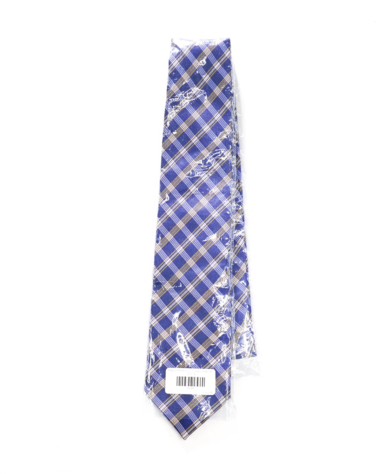 $235 LUIGI BORRELLI - Blue/Yellow Plaid Silk - 3.25" Tie